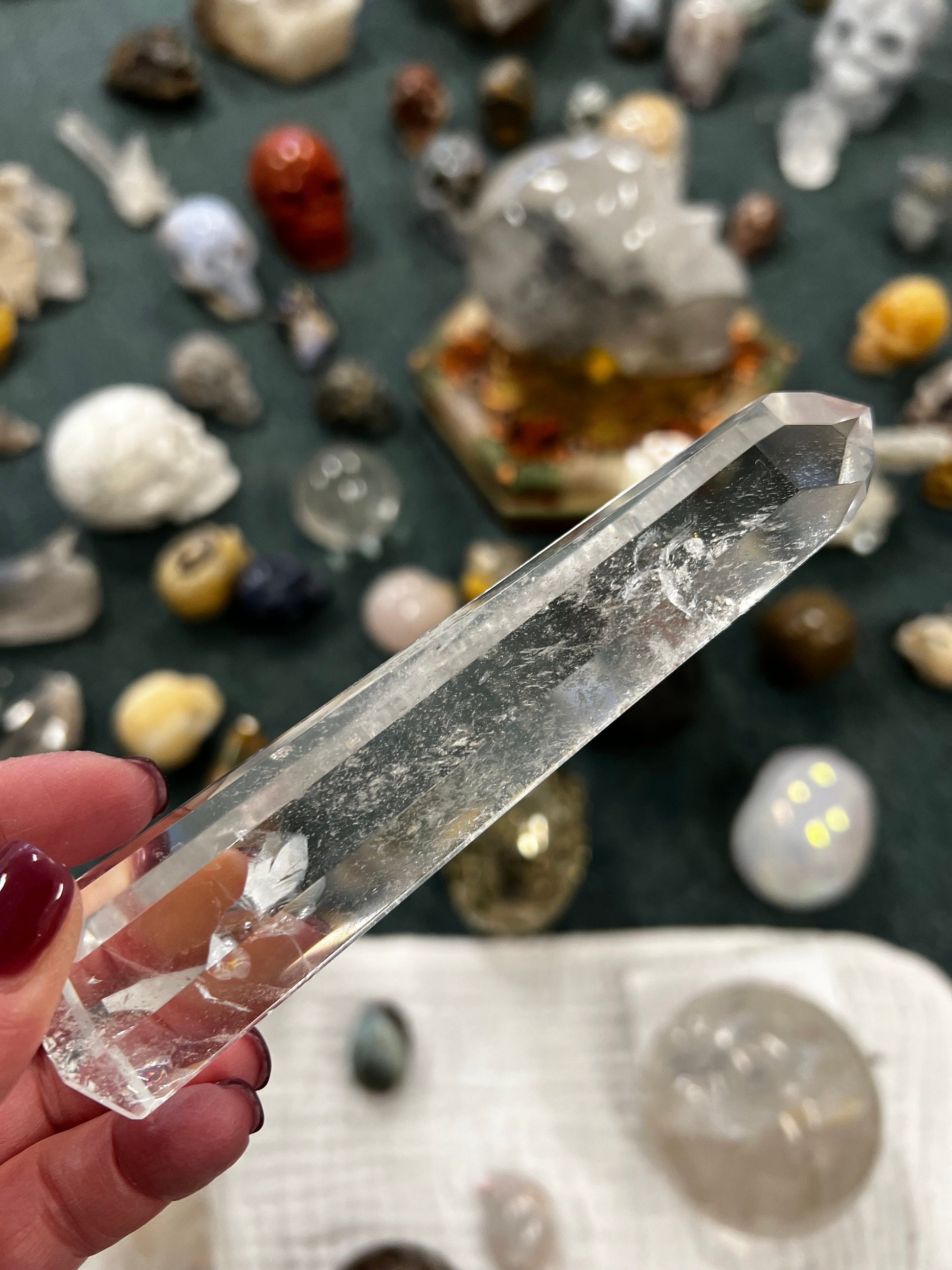 Lemurian Tower, new, Polished cut carving, palm stone, fine Lemurian healing magick crystal, 5.1”