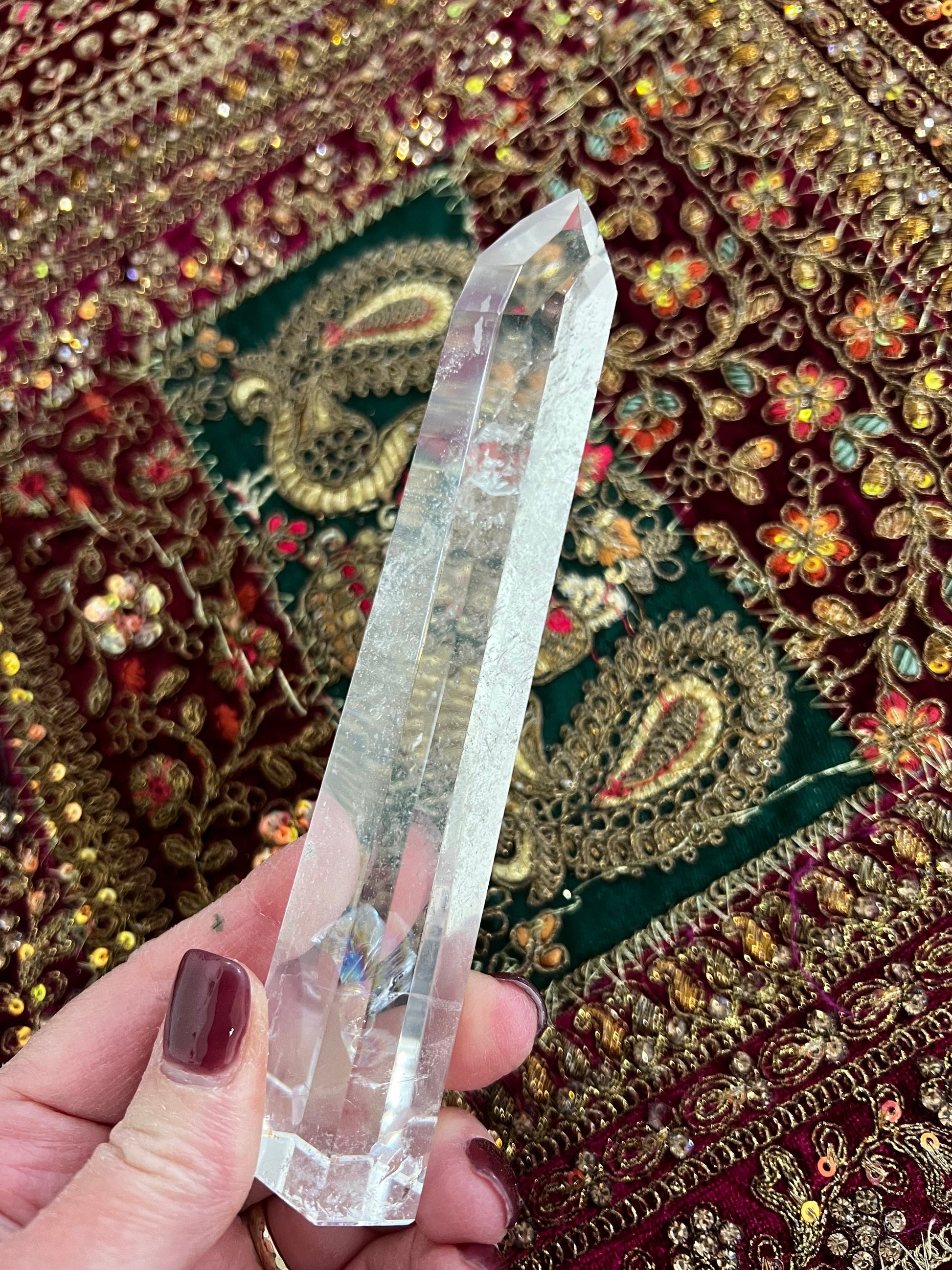 Lemurian Tower, new, Polished cut carving, palm stone, fine Lemurian healing magick crystal, 5.1”