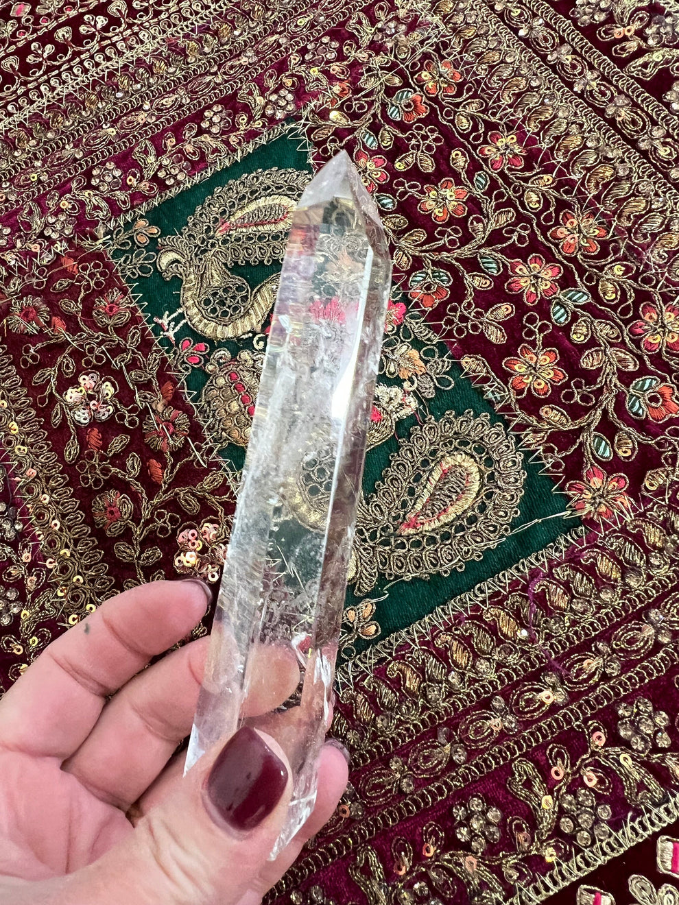 Lemurian Tower, new, Polished cut carving, palm stone, fine Lemurian healing magick crystal, 5.1”