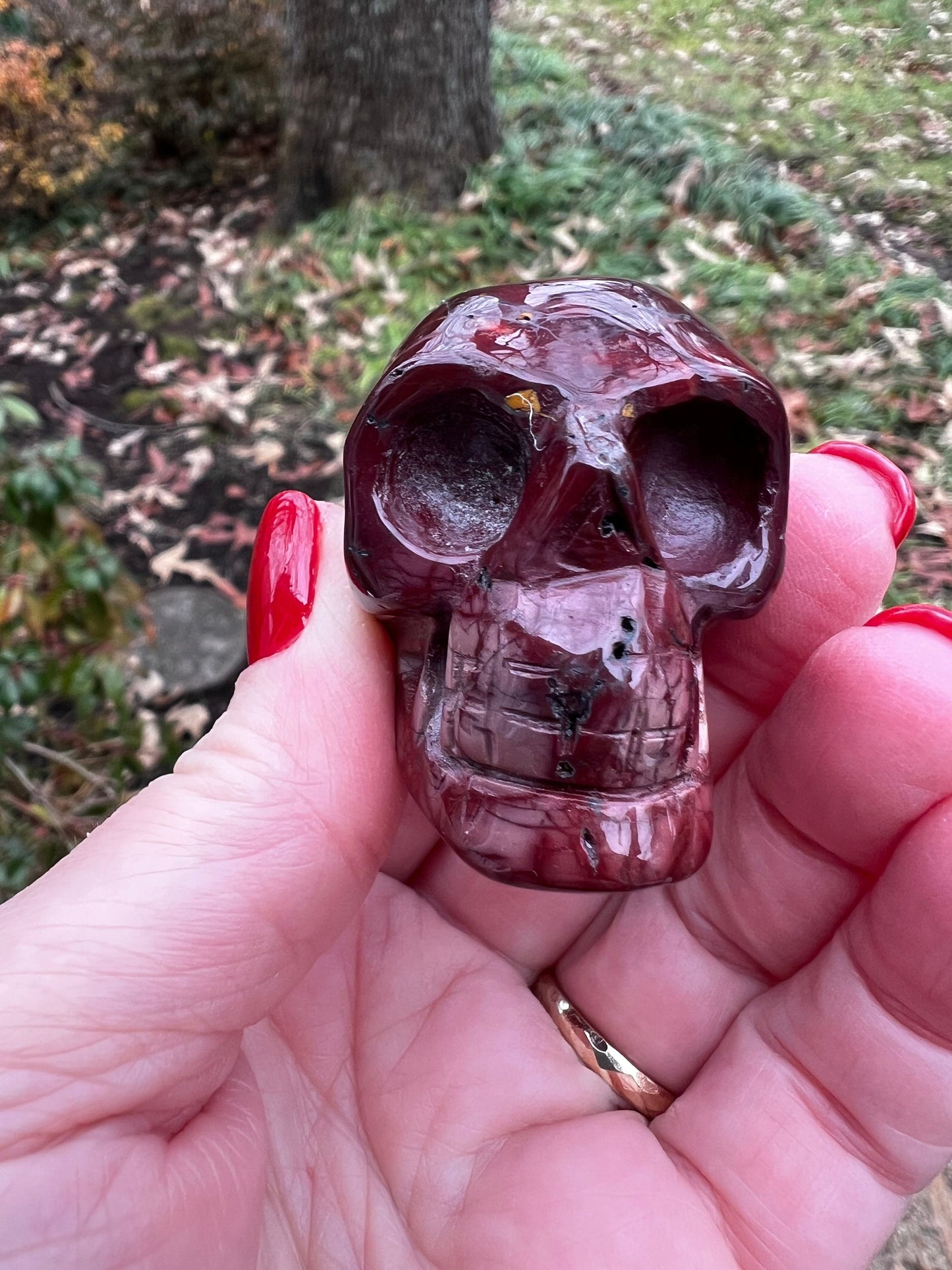 Burgundy Mookaite 1.9” Skull, New, crystal healing, gifts, magick, high vibration crystals