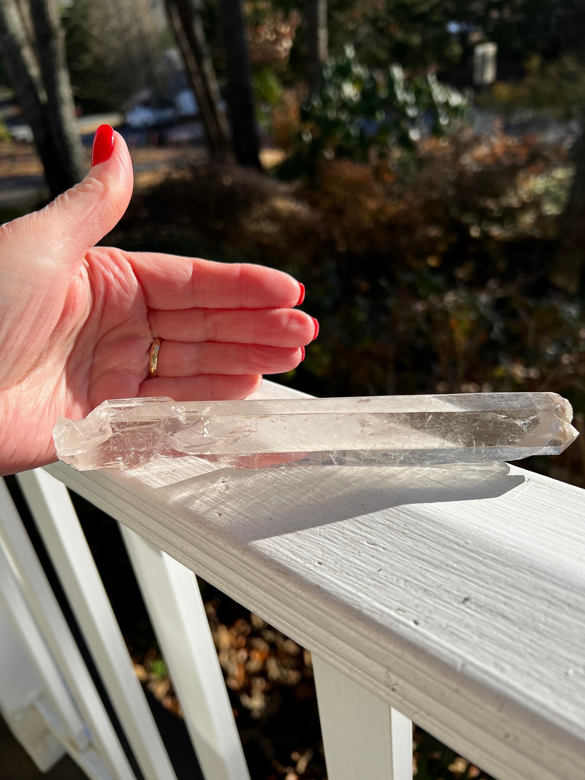 Laser Singing Lemurian 6.5”, with crown bottom, New, 126 grams, gift, altar, high vibration crystals