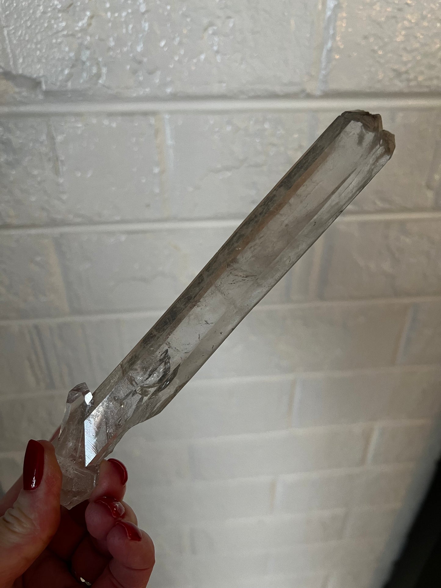 Laser Singing Lemurian 6.5”, with crown bottom, New, 126 grams, gift, altar, high vibration crystals