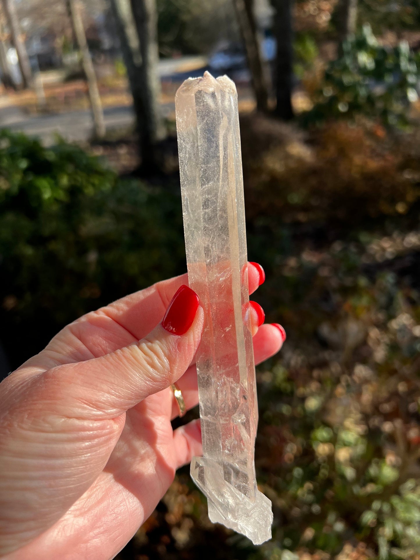 Laser Singing Lemurian 6.5”, with crown bottom, New, 126 grams, gift, altar, high vibration crystals