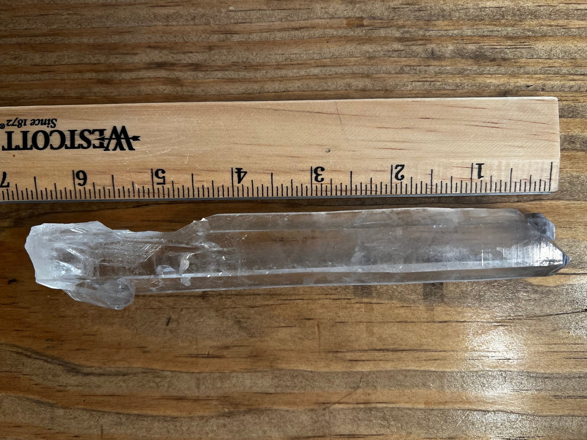 Laser Singing Lemurian 6.5”, with crown bottom, New, 126 grams, gift, altar, high vibration crystals