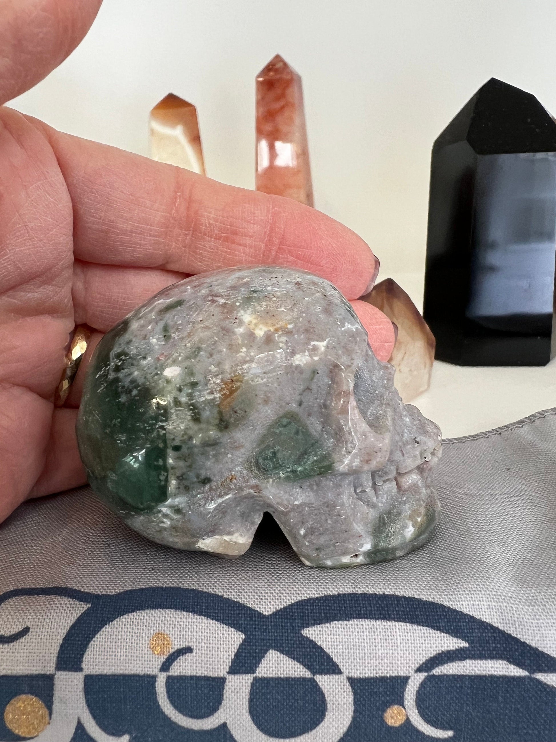 Ocean Jasper Skull, 2”, Beautiful Color, Crystal Skulls, altar, gift, high vibration crystals