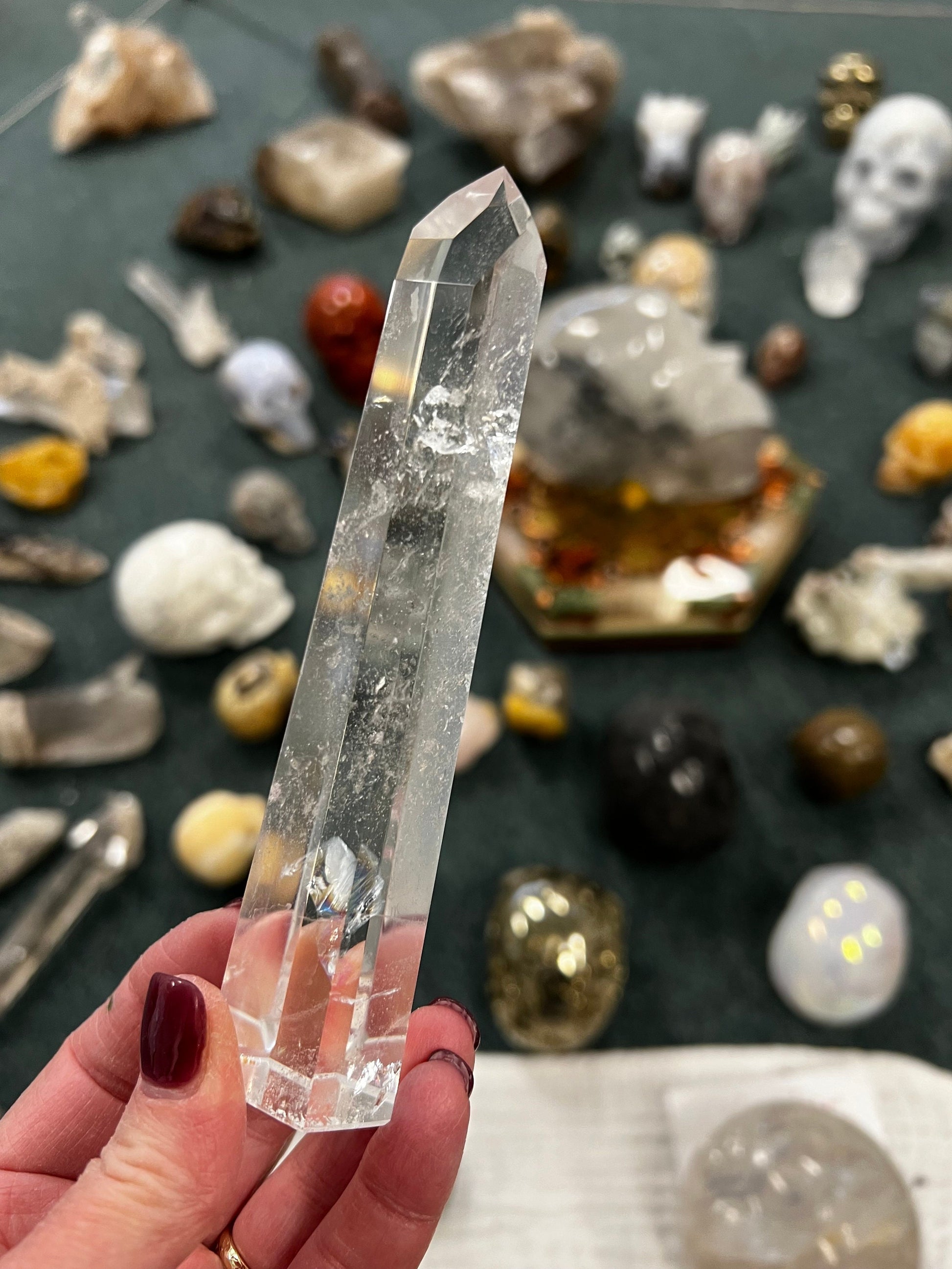 Lemurian Tower, new, Polished cut carving, palm stone, fine Lemurian healing magick crystal, 5.1”