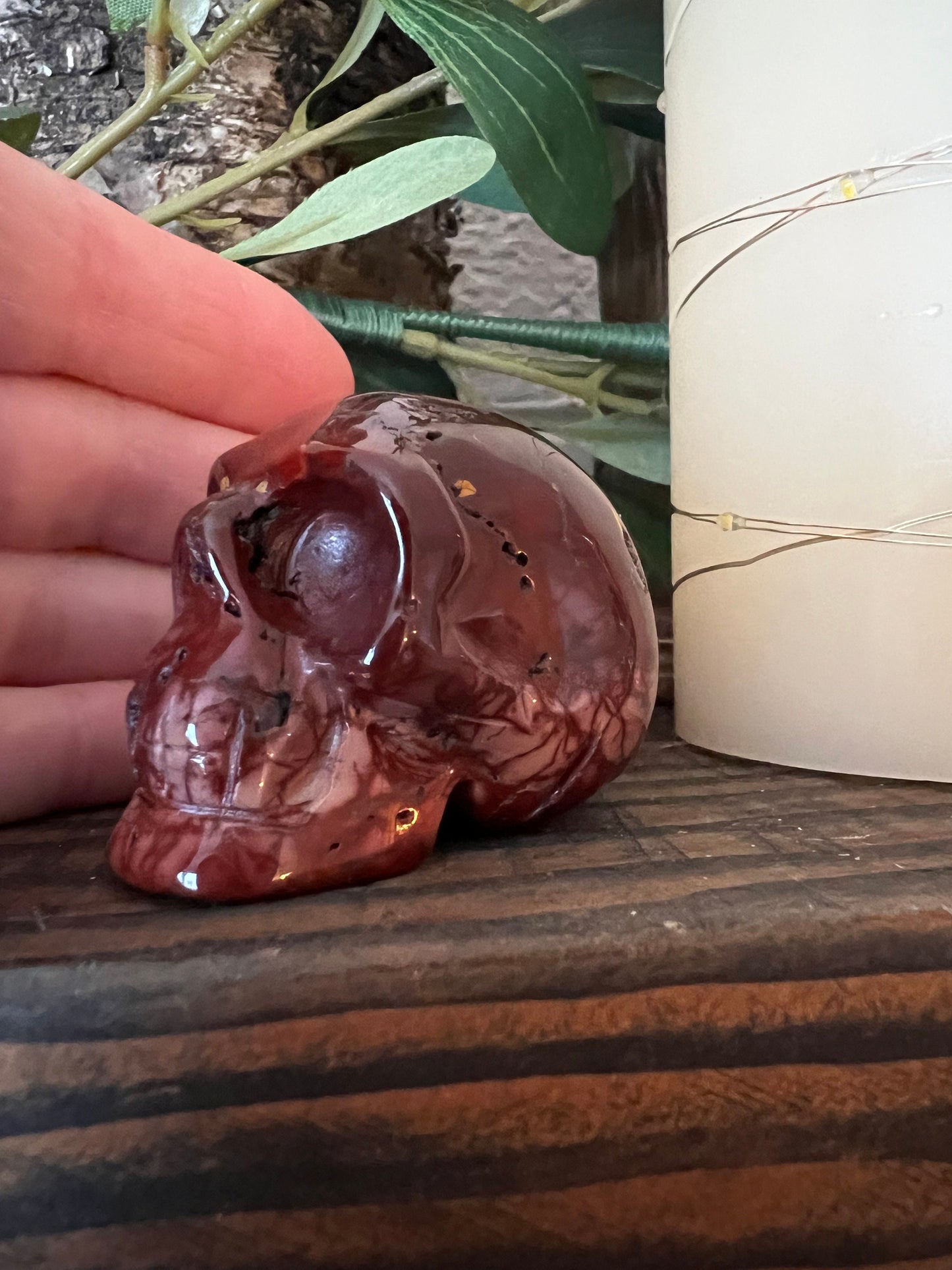 Burgundy Mookaite 1.9” Skull, New, crystal healing, gifts, magick, high vibration crystals