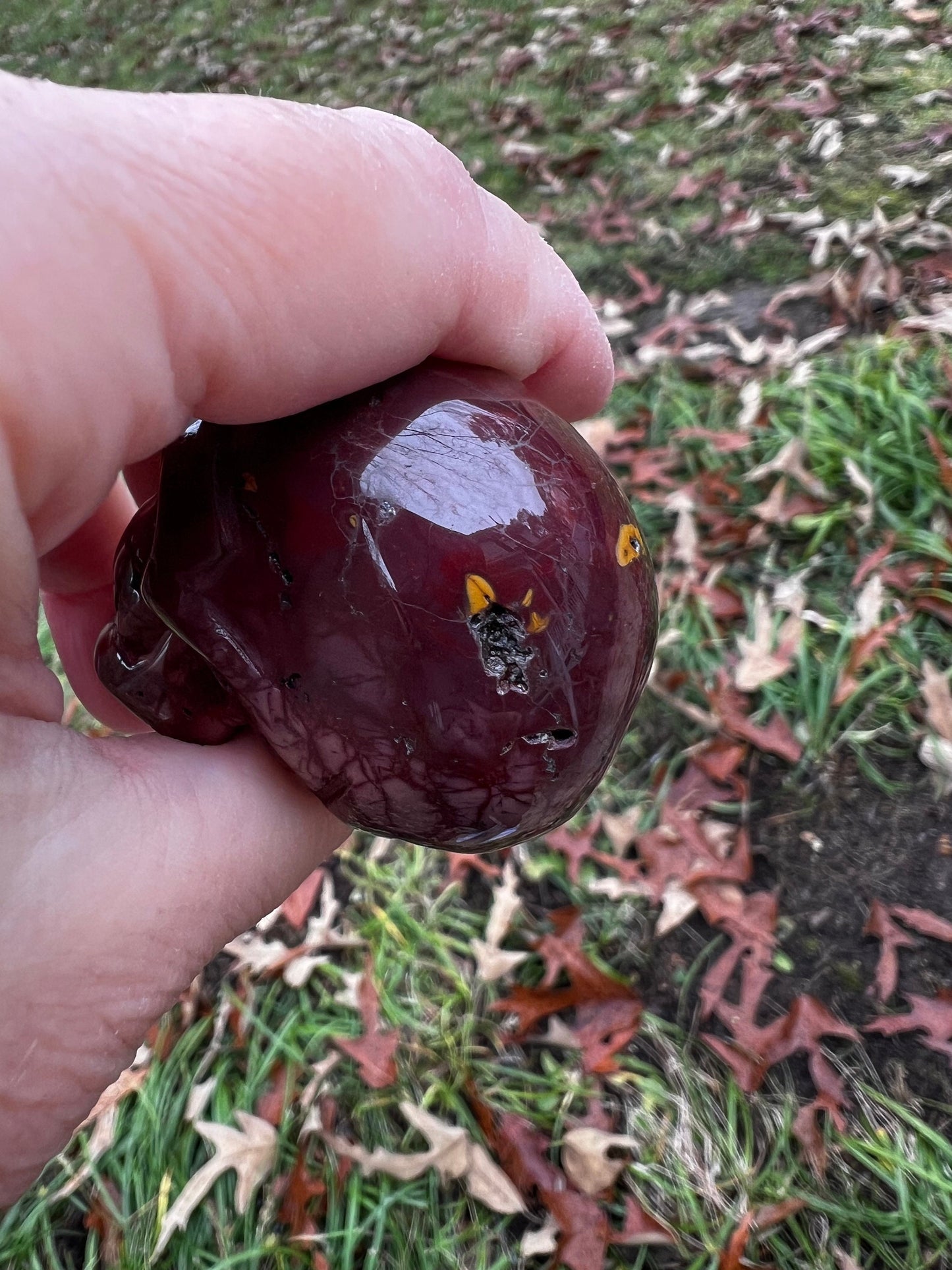 Burgundy Mookaite 1.9” Skull, New, crystal healing, gifts, magick, high vibration crystals