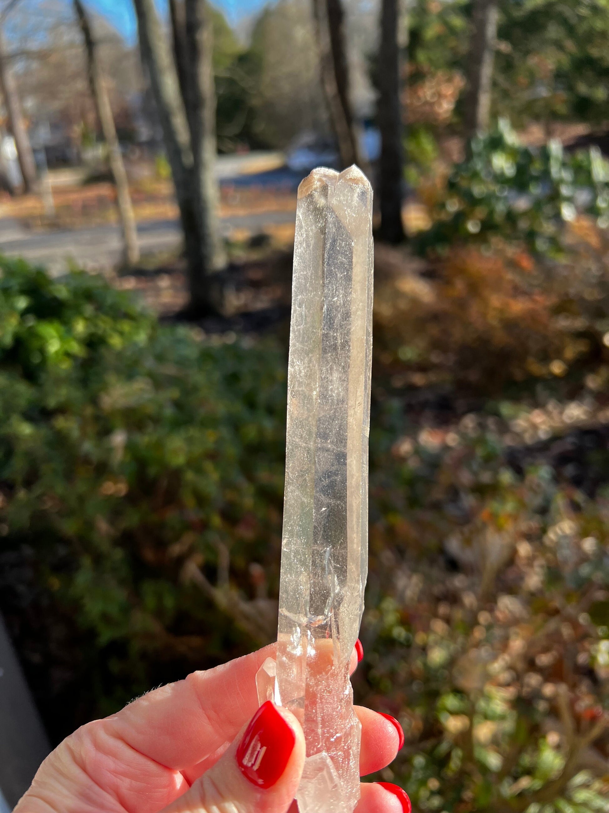 Laser Singing Lemurian 6.5”, with crown bottom, New, 126 grams, gift, altar, high vibration crystals