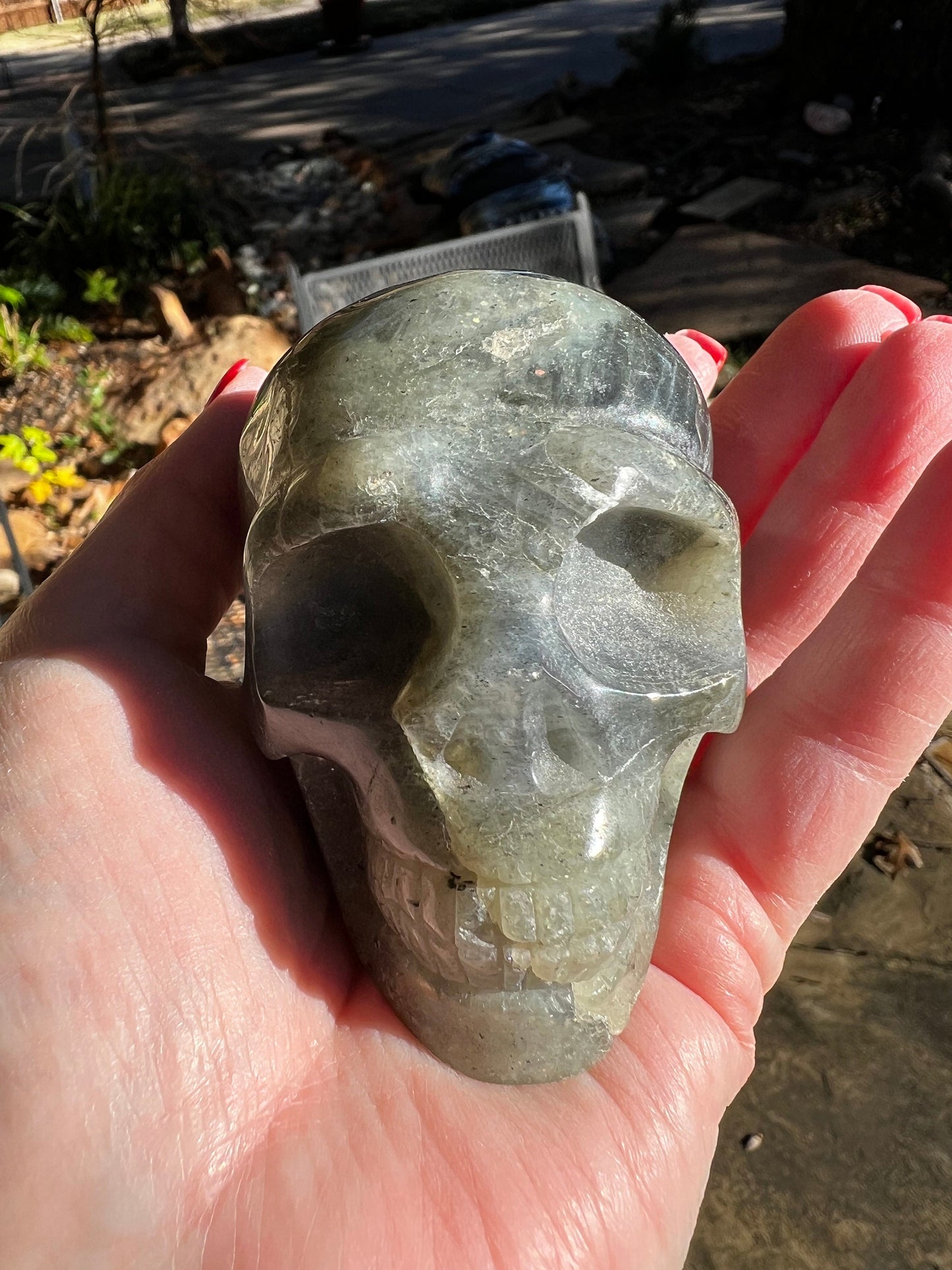 Labradorite Skull, 3x2”, gorgeous rainbow flash, new, high vibration healing, spiritual tools