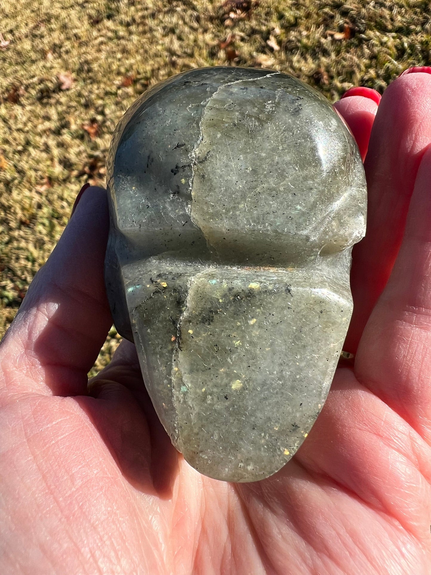 Labradorite Skull, 3x2”, gorgeous rainbow flash, new, high vibration healing, spiritual tools