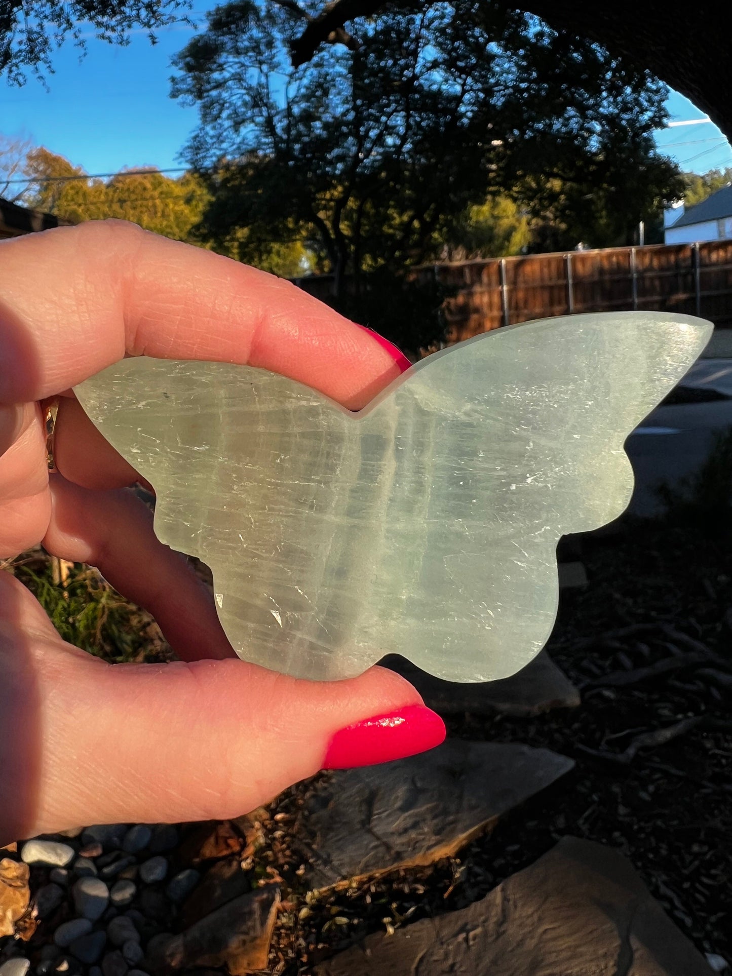 Pistachio Calcite Butterfly, crystal healing, high vibration crystals, gifts, 3”