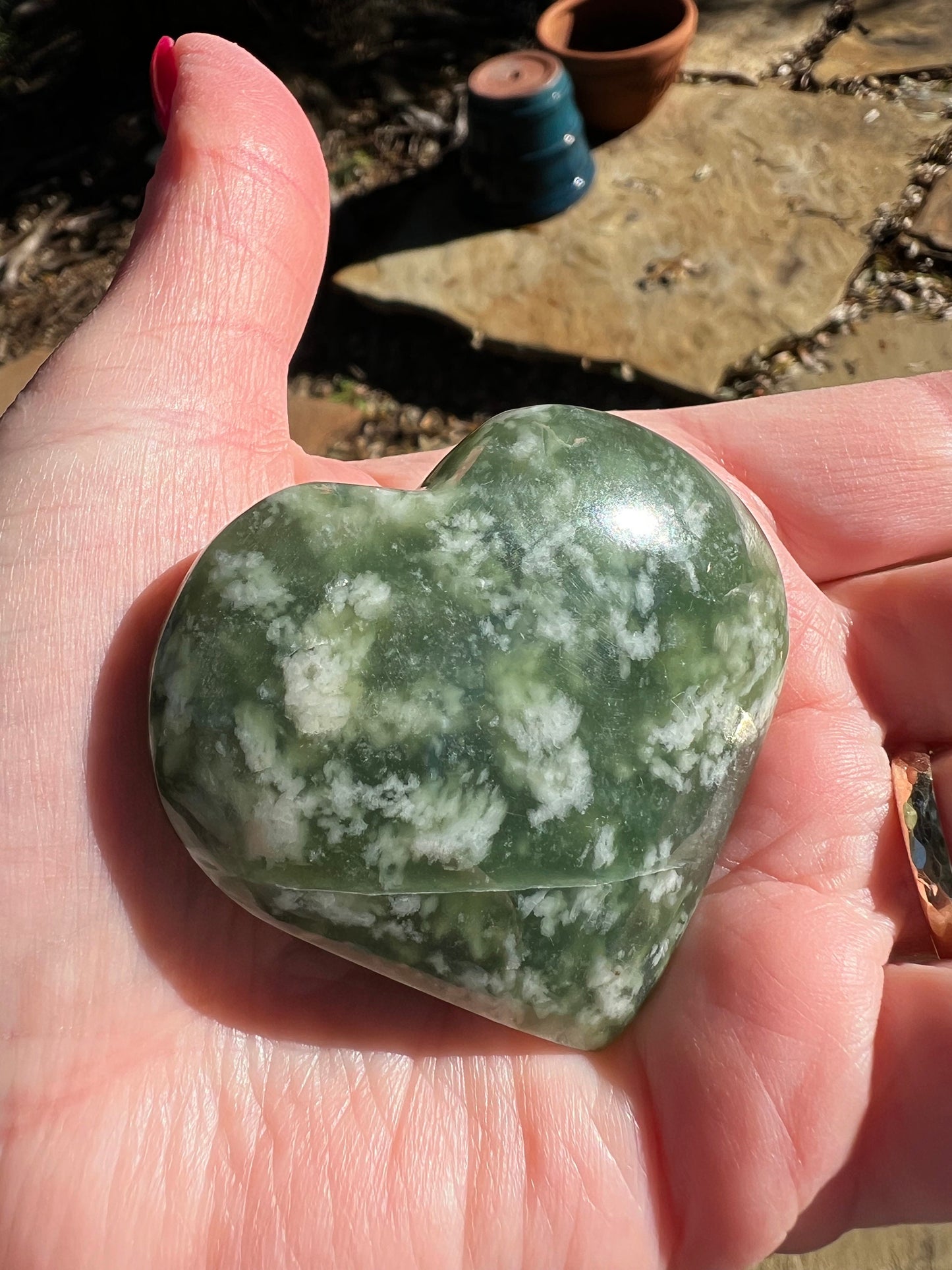 Grape Jade Heart Palm Stone, New, 2”, Crystal healing, gift, high vibration crystals