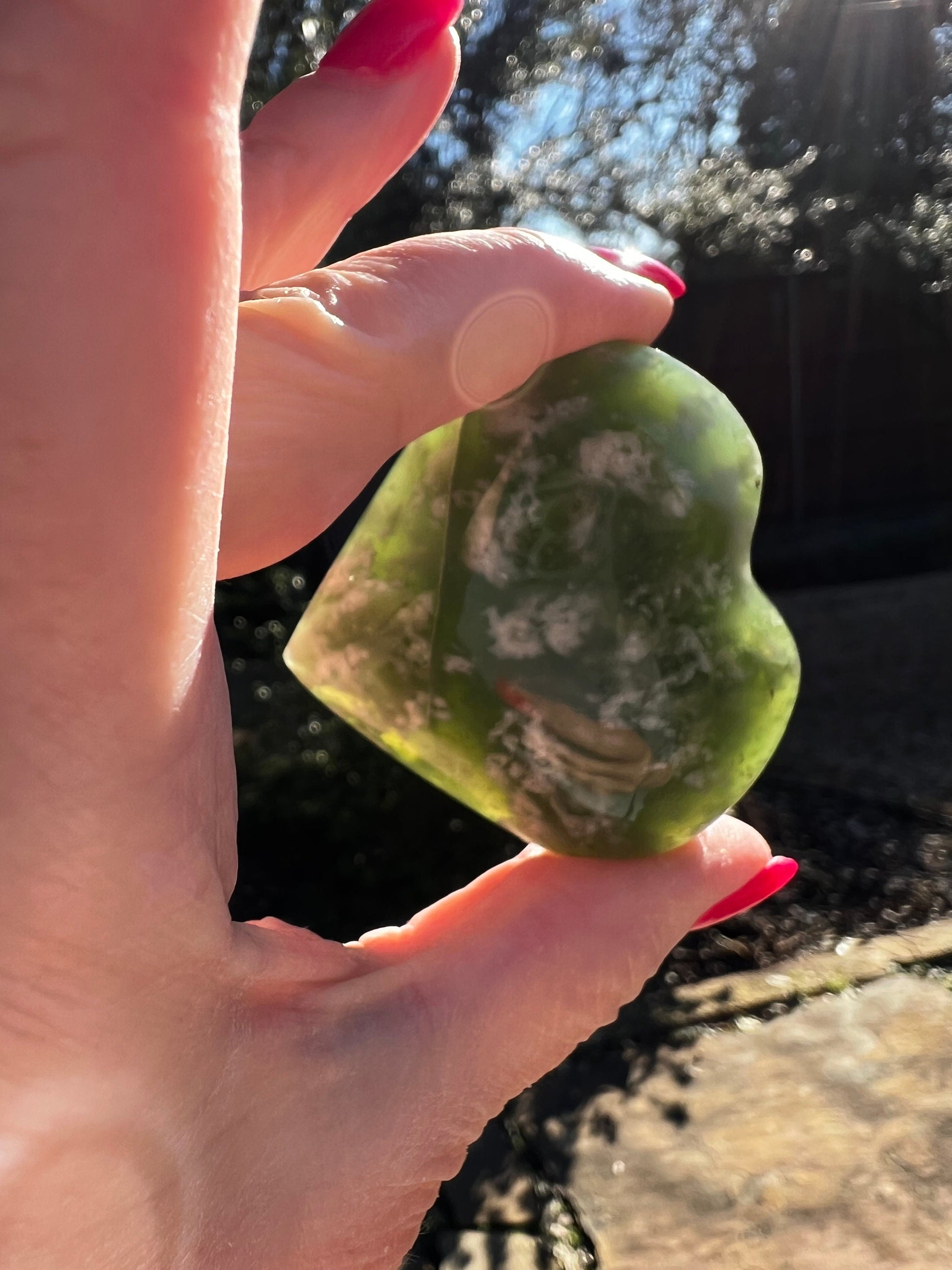 Grape Jade Heart Palm Stone, New, 2”, Crystal healing, gift, high vibration crystals