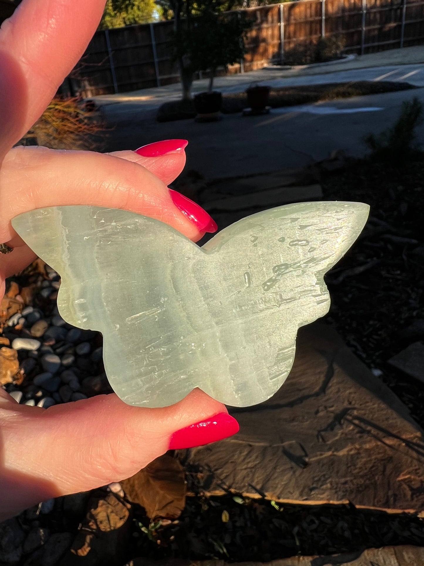 Pistachio Calcite Butterfly, crystal healing, high vibration crystals, gifts, 3”