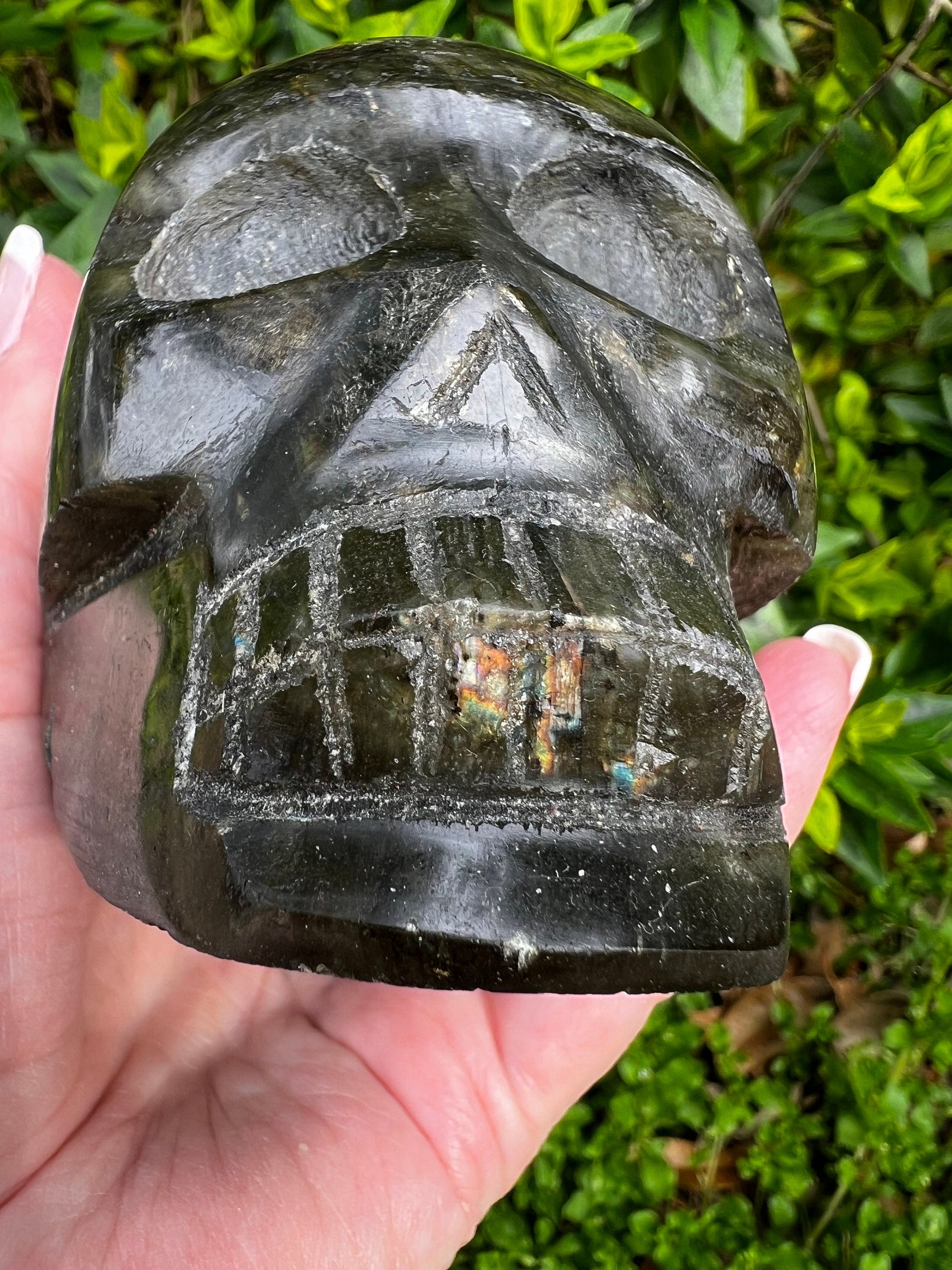 Labradorite Skull, 3.75”, stunning carving, new, high vibration healing, spiritual tools