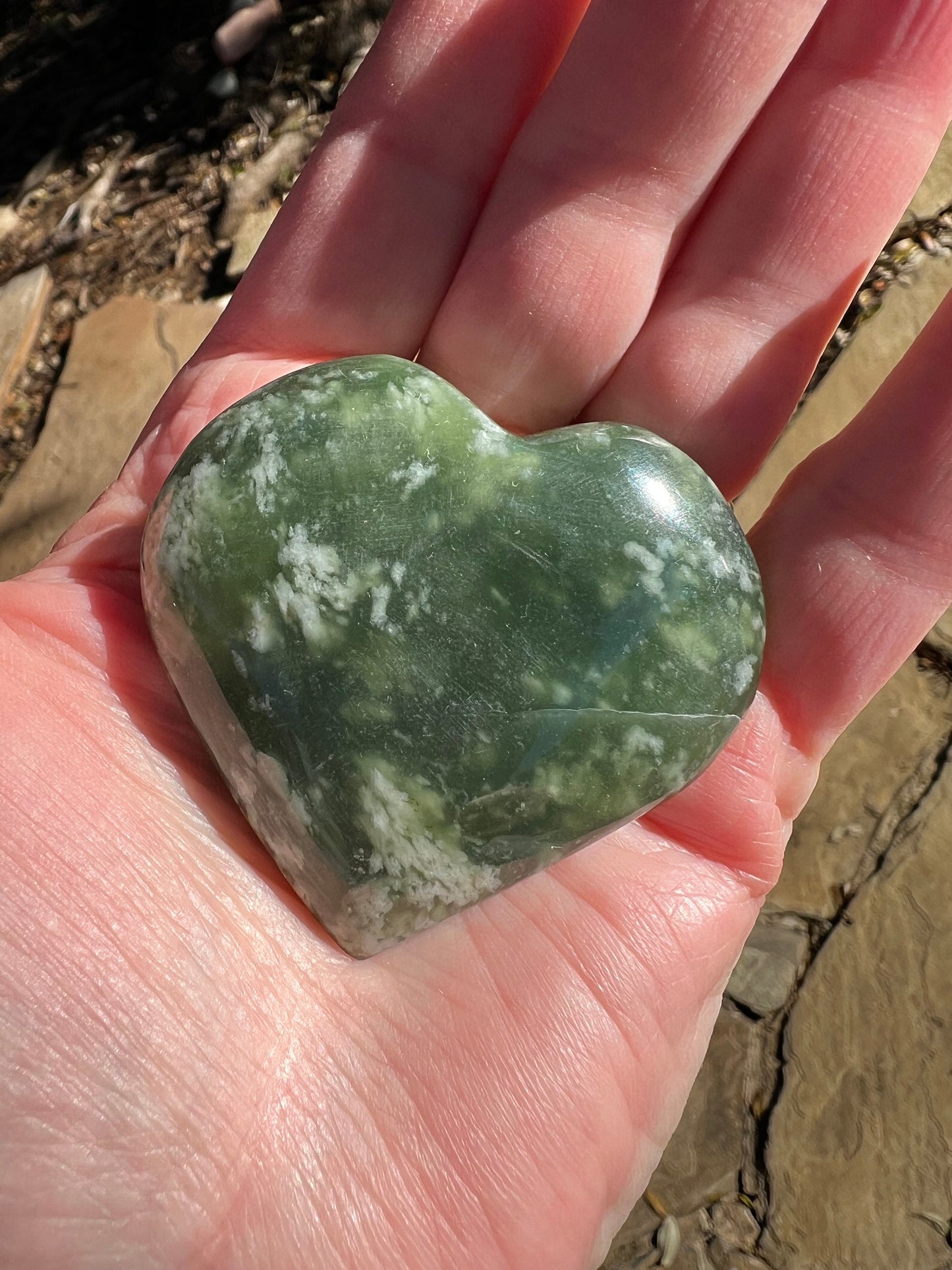 Grape Jade Heart Palm Stone, New, 2”, Crystal healing, gift, high vibration crystals