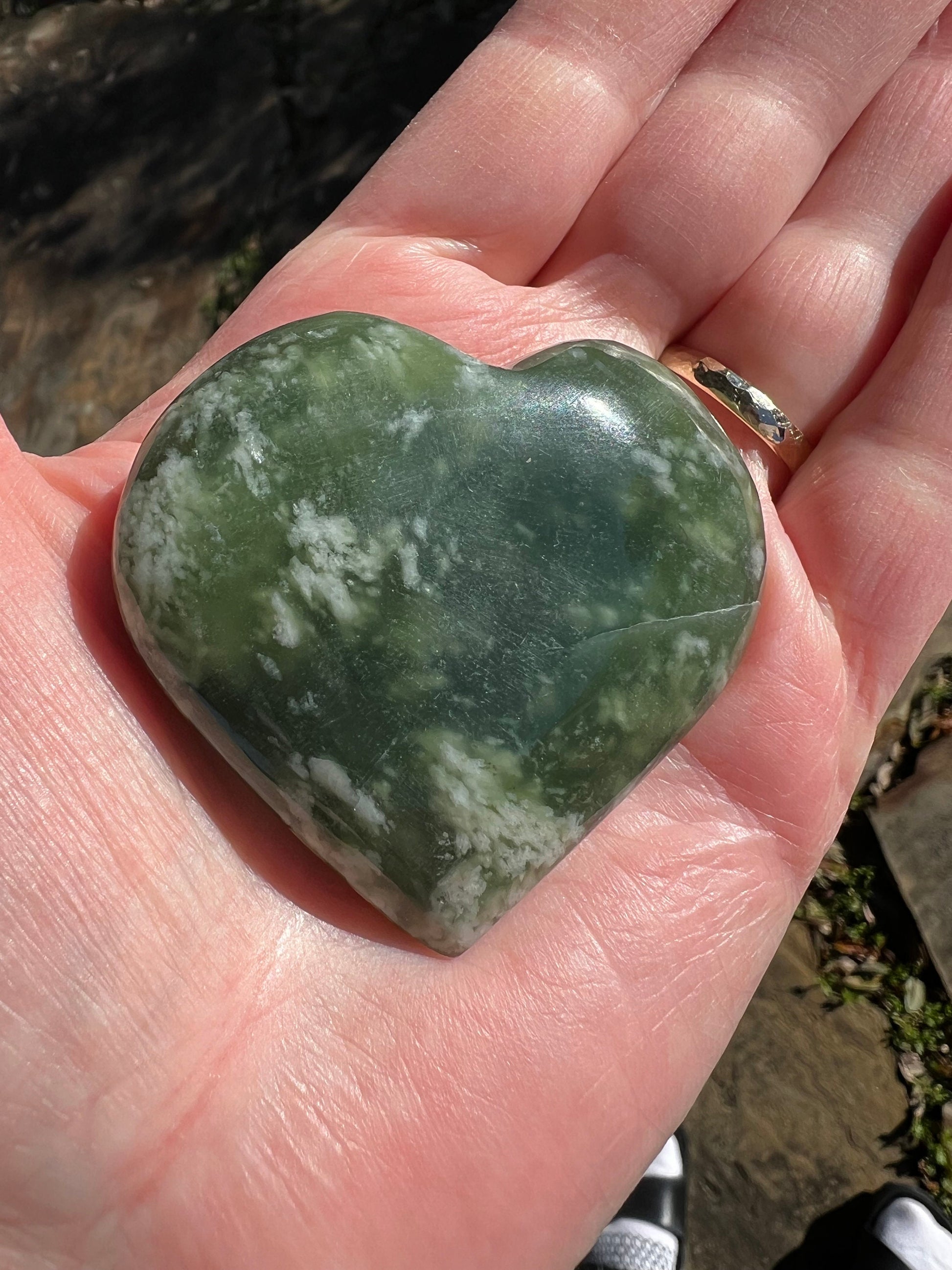 Grape Jade Heart Palm Stone, New, 2”, Crystal healing, gift, high vibration crystals