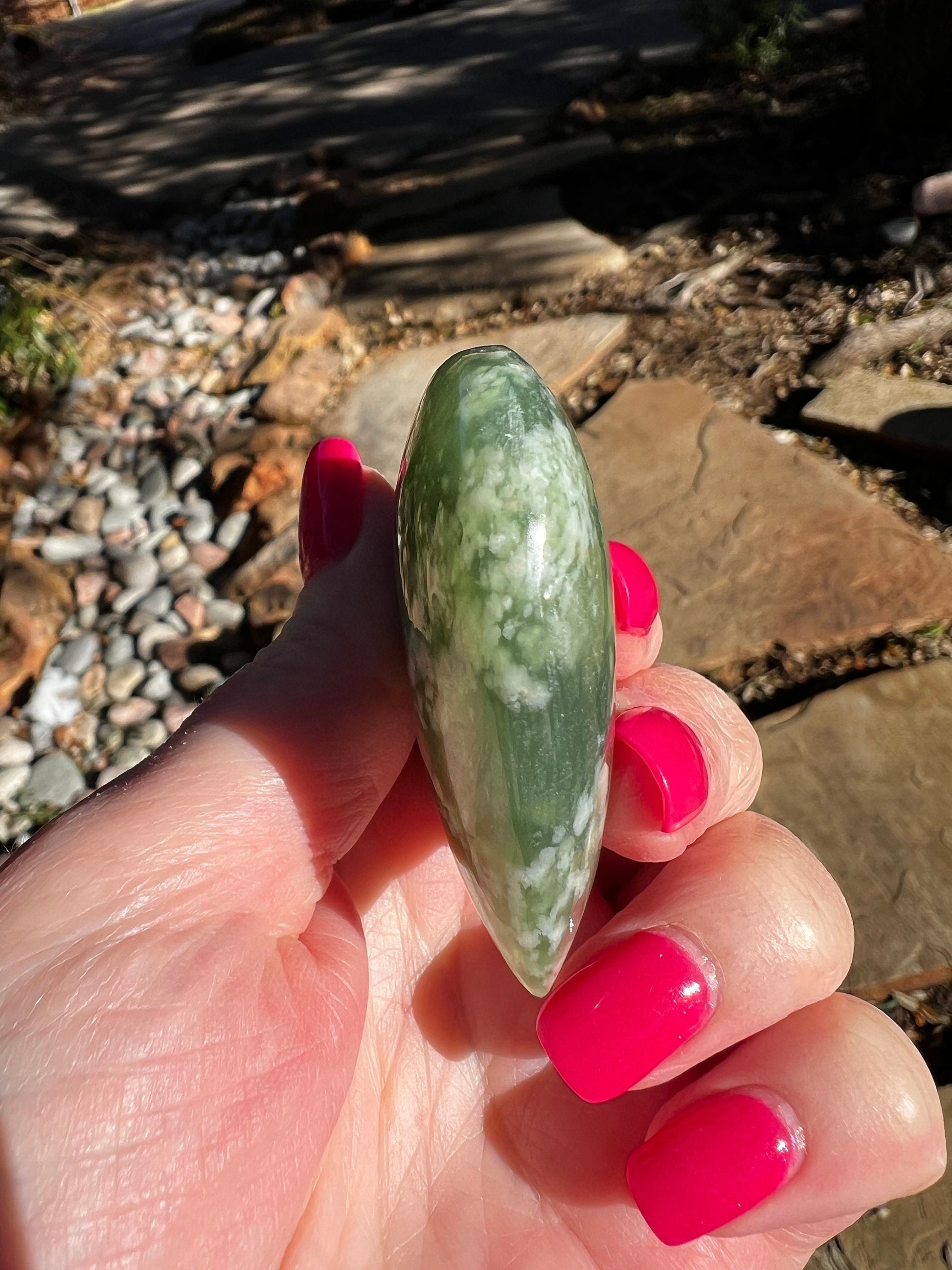 Grape Jade Heart Palm Stone, New, 2”, Crystal healing, gift, high vibration crystals