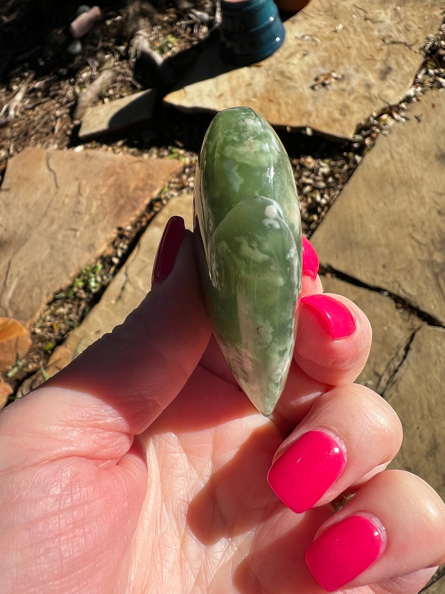 Grape Jade Heart Palm Stone, New, 2”, Crystal healing, gift, high vibration crystals