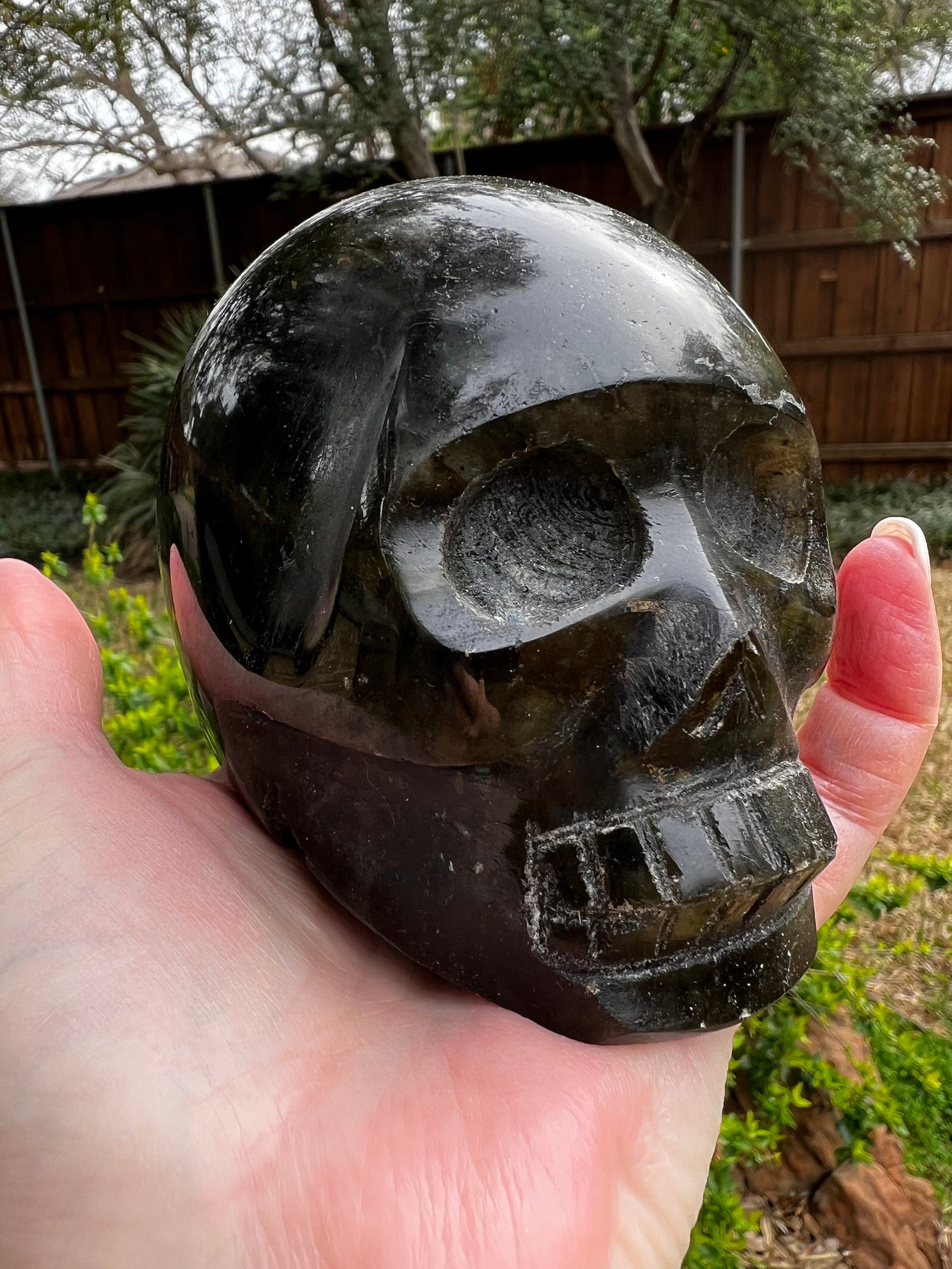 Labradorite Skull, 3.75”, stunning carving, new, high vibration healing, spiritual tools