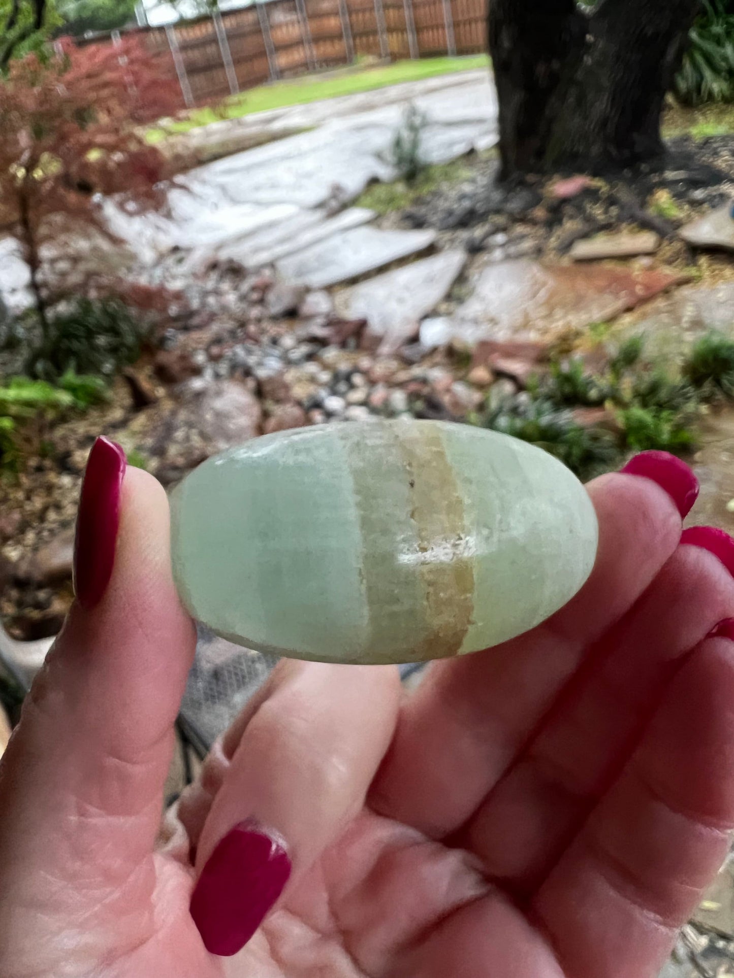 Pistachio Calcite Palm Stone, 2.25”, new in shop, gifts, altar, tarot, crystals healing, high vibration crystals