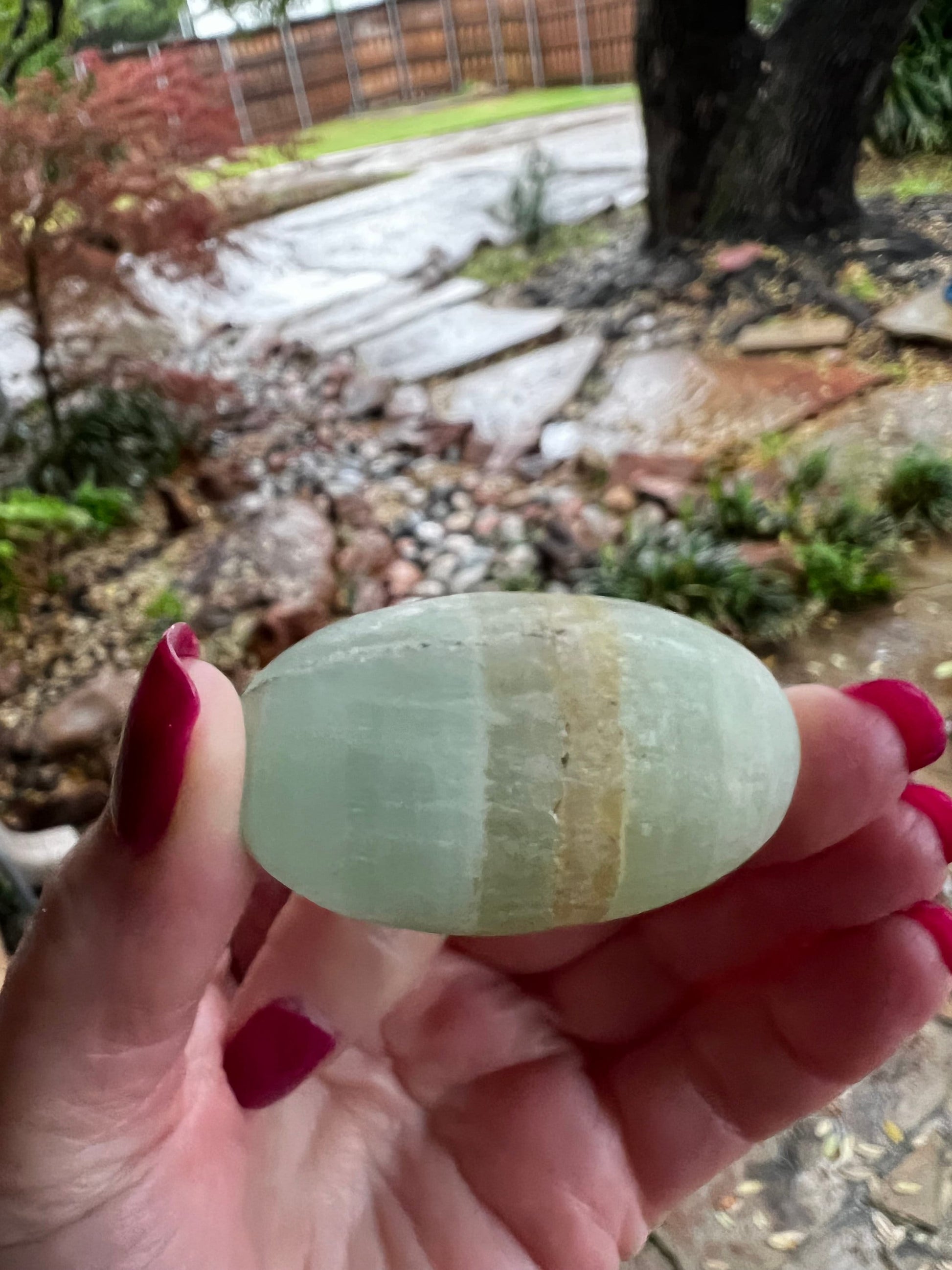 Pistachio Calcite Palm Stone, 2.25”, new in shop, gifts, altar, tarot, crystals healing, high vibration crystals