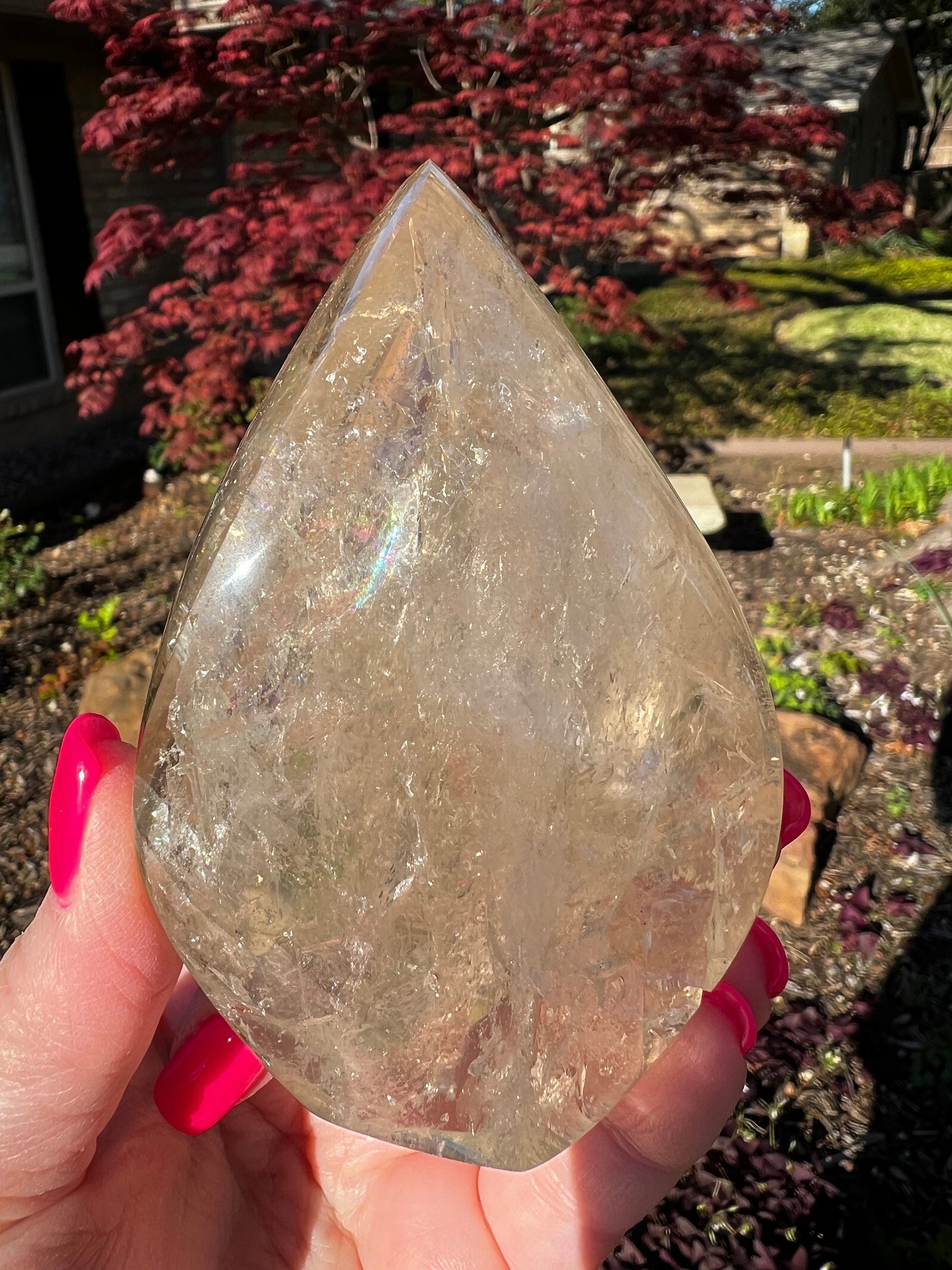 Smoky Lemurian Flame from Brazil, 4”, citrine color, high vibration crystals, altar gift