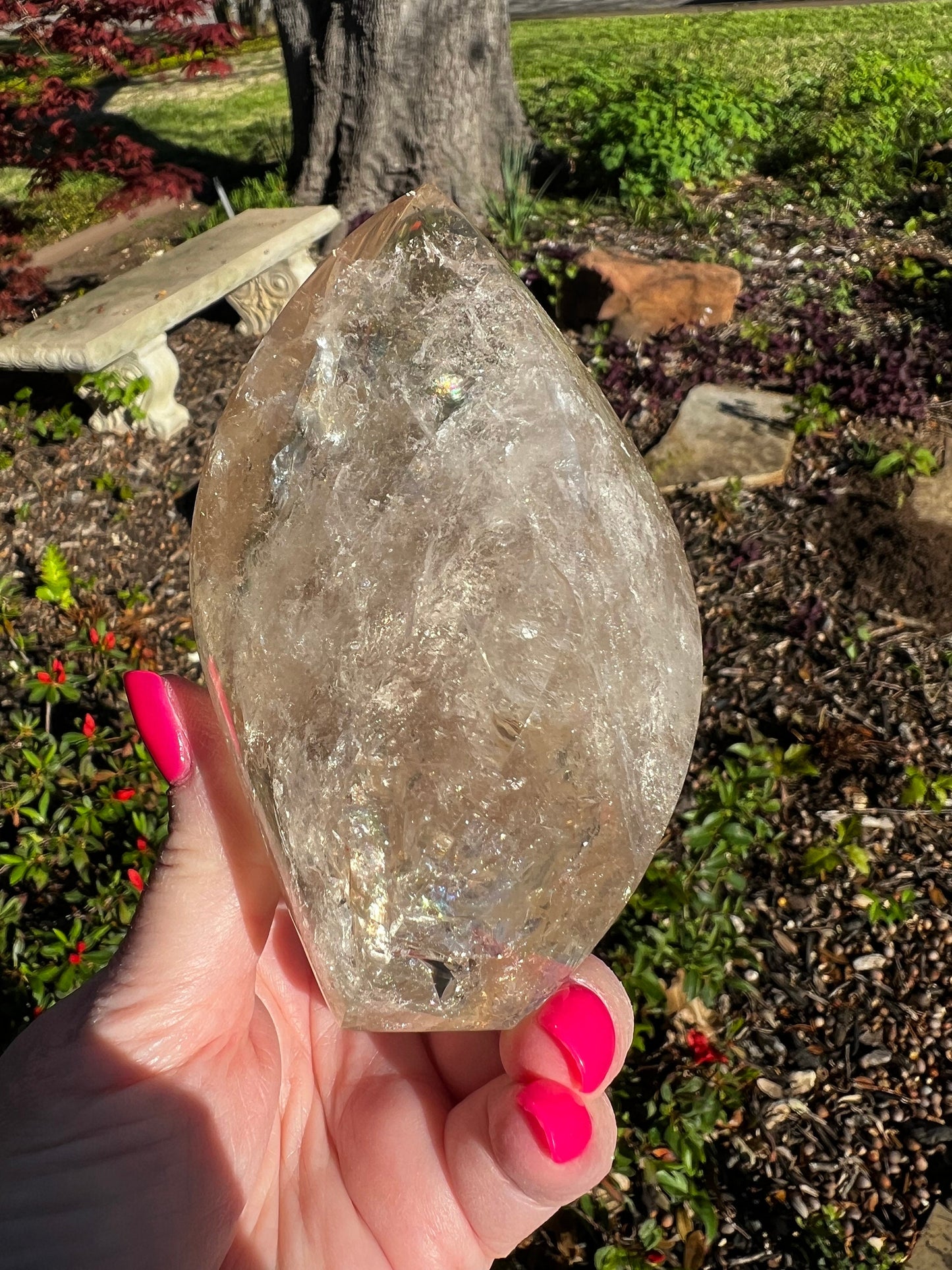 Smoky Lemurian Flame from Brazil, 4”, citrine color, high vibration crystals, altar gift