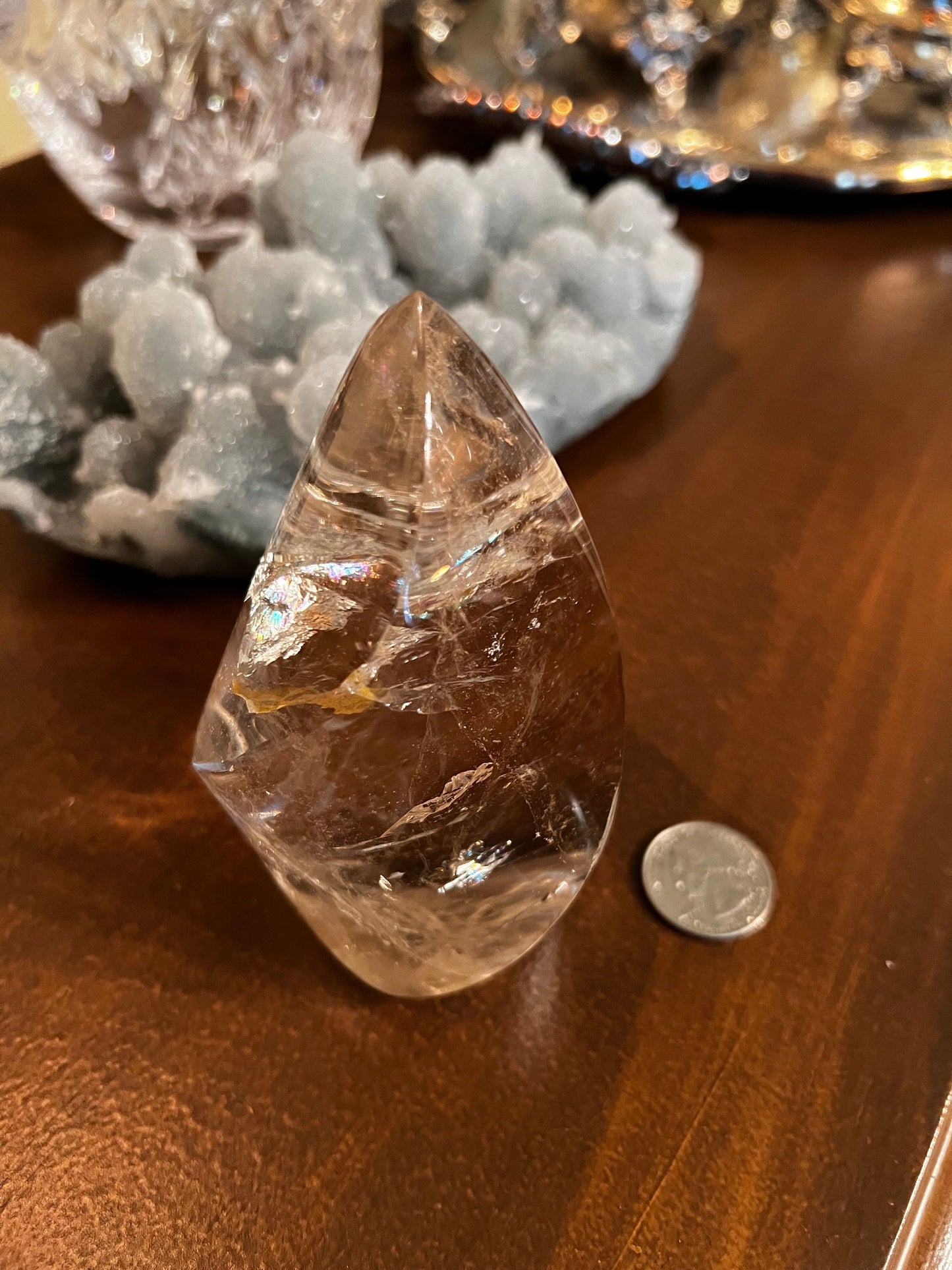 Smoky Lemurian Flame from Brazil, 4”, citrine color, high vibration crystals, altar gift