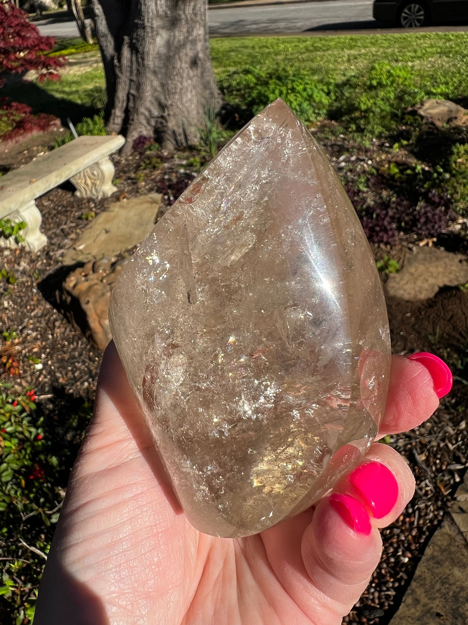 Smoky Lemurian Flame from Brazil, 4”, citrine color, high vibration crystals, altar gift