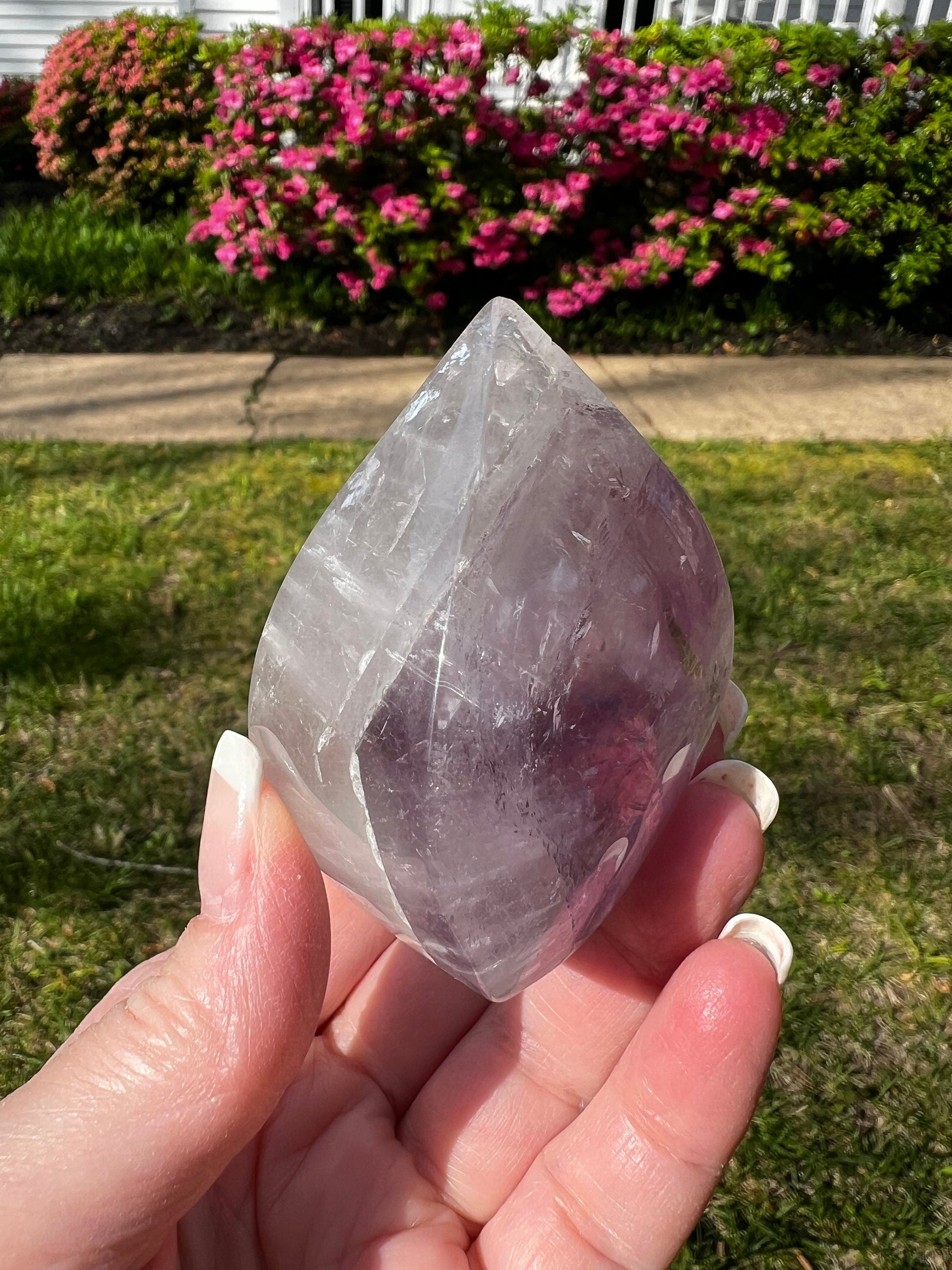 Phantom Amethyst Flame, New, 2.6”, stunning carving, gifts, altar, high vibration crystal, crystals