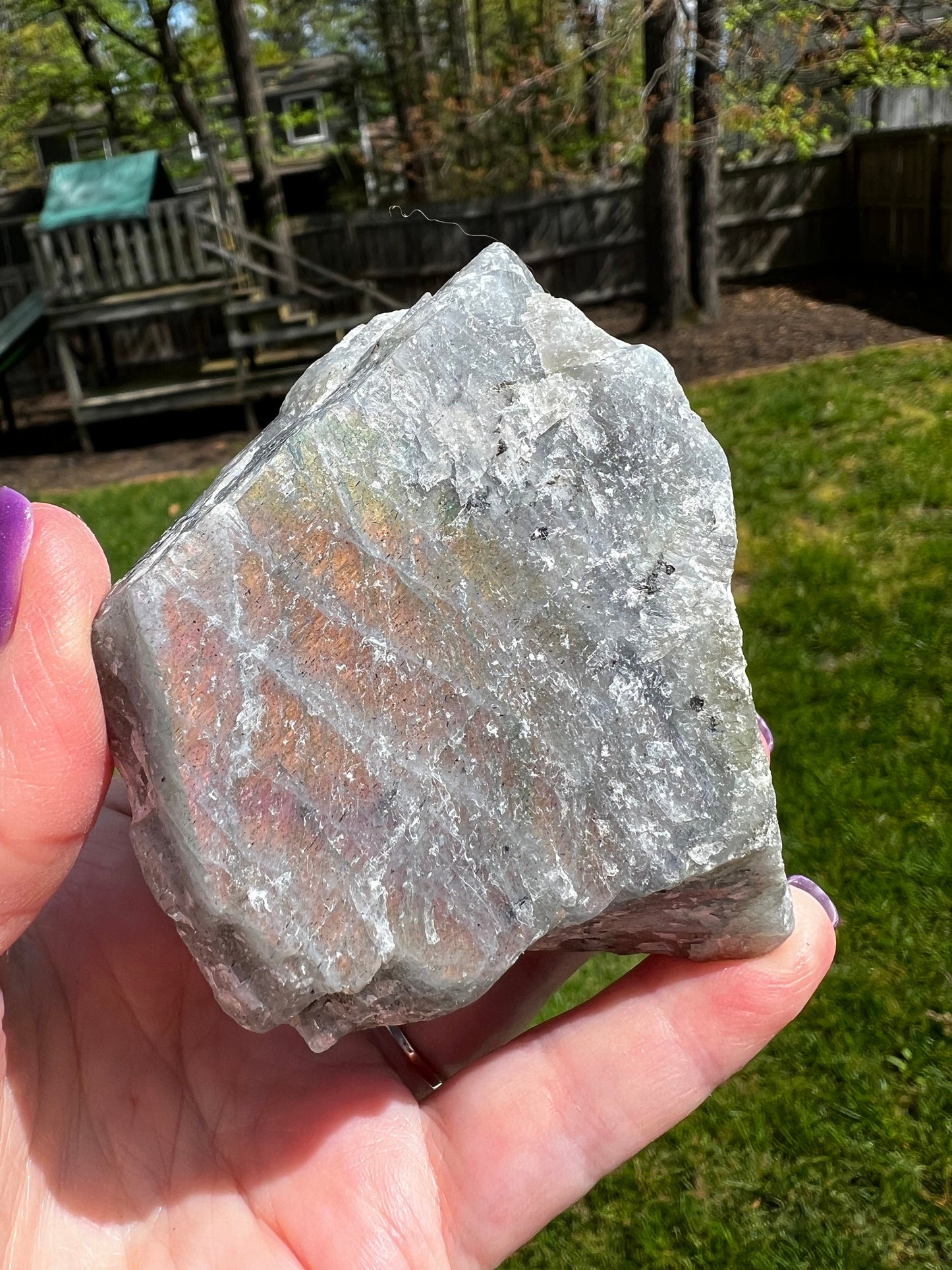 Labradorite Freeform Rough Chunk Specimen, gorgeous rainbow orange-fire flash, New, Gift