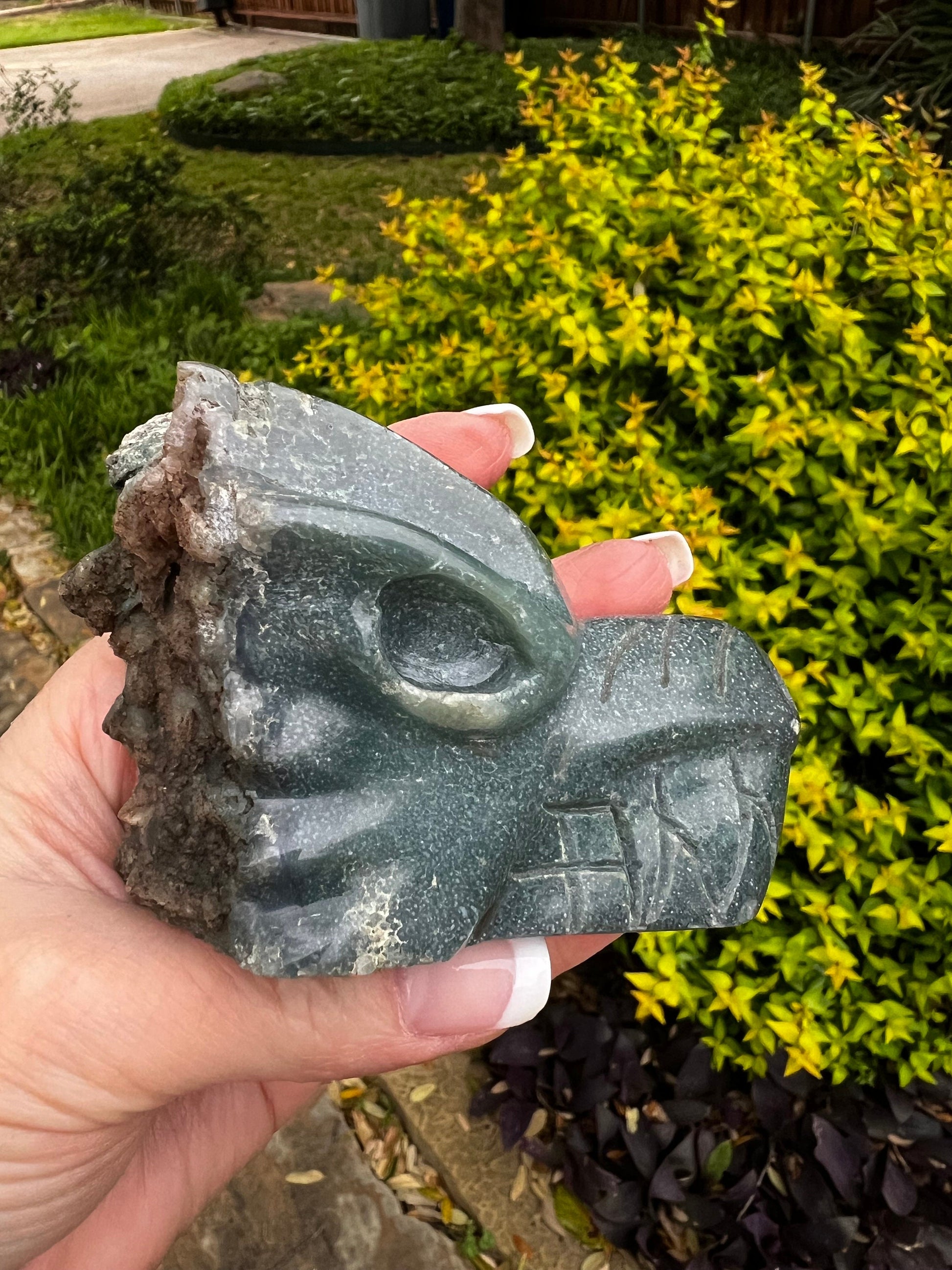 Grape Agate Dragon Head Skull, gift, altar, statement piece, new, high vibration crystals, 3.5”