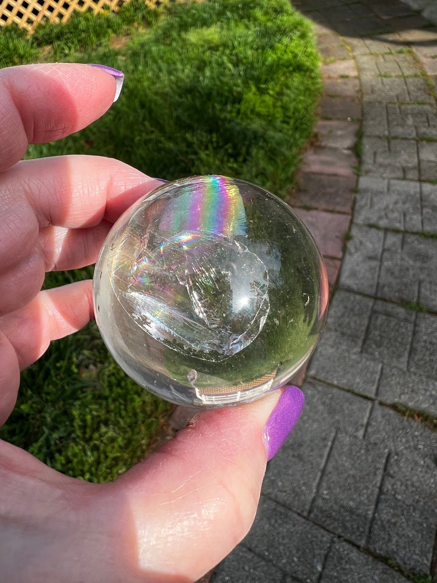 Smoky Lemurian Rainbow Sphere, 6.25” around, New, rainbows, high vibration crystals, Unicorn Rain, gifts