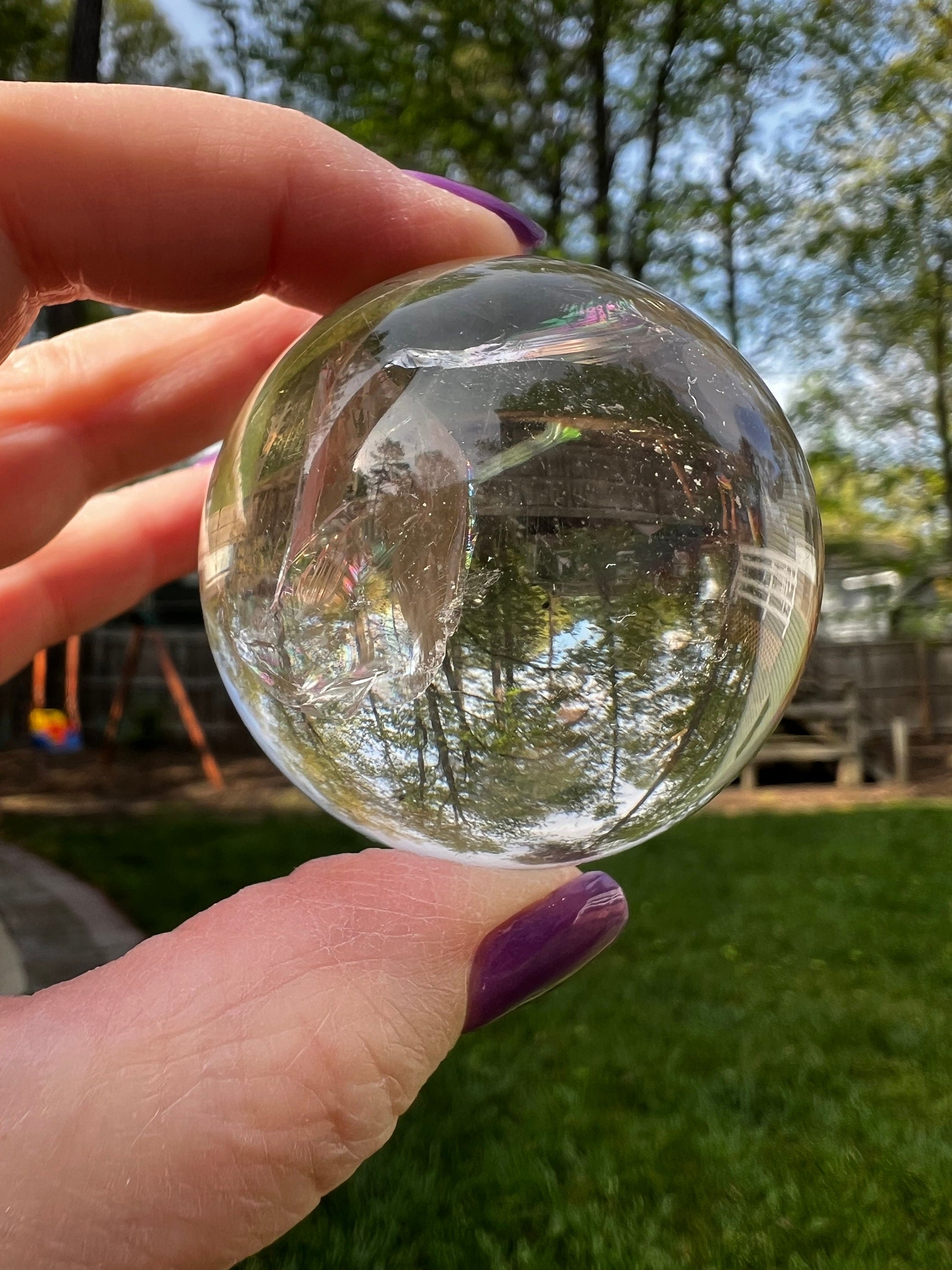 Smoky Lemurian Rainbow Sphere, 6.25” around, New, rainbows, high vibration crystals, Unicorn Rain, gifts