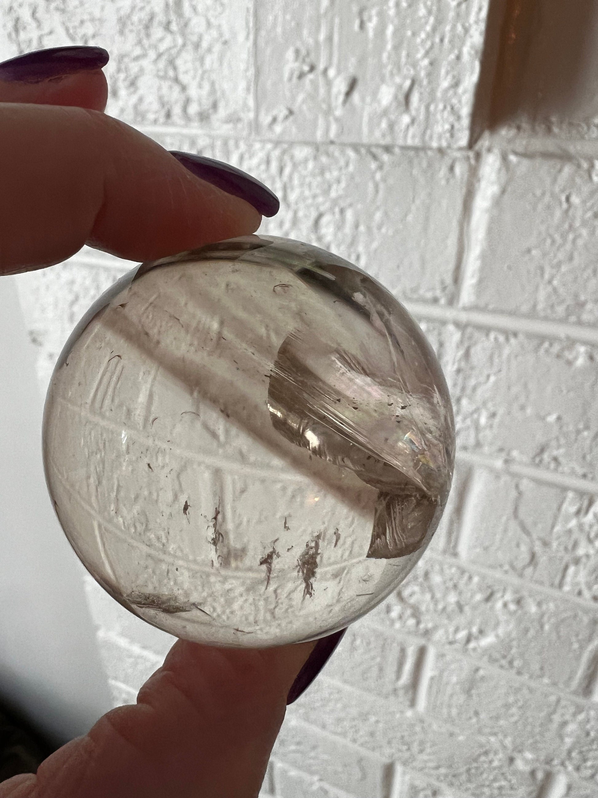 Smoky Lemurian Rainbow Sphere, 6.25” around, New, rainbows, high vibration crystals, Unicorn Rain, gifts