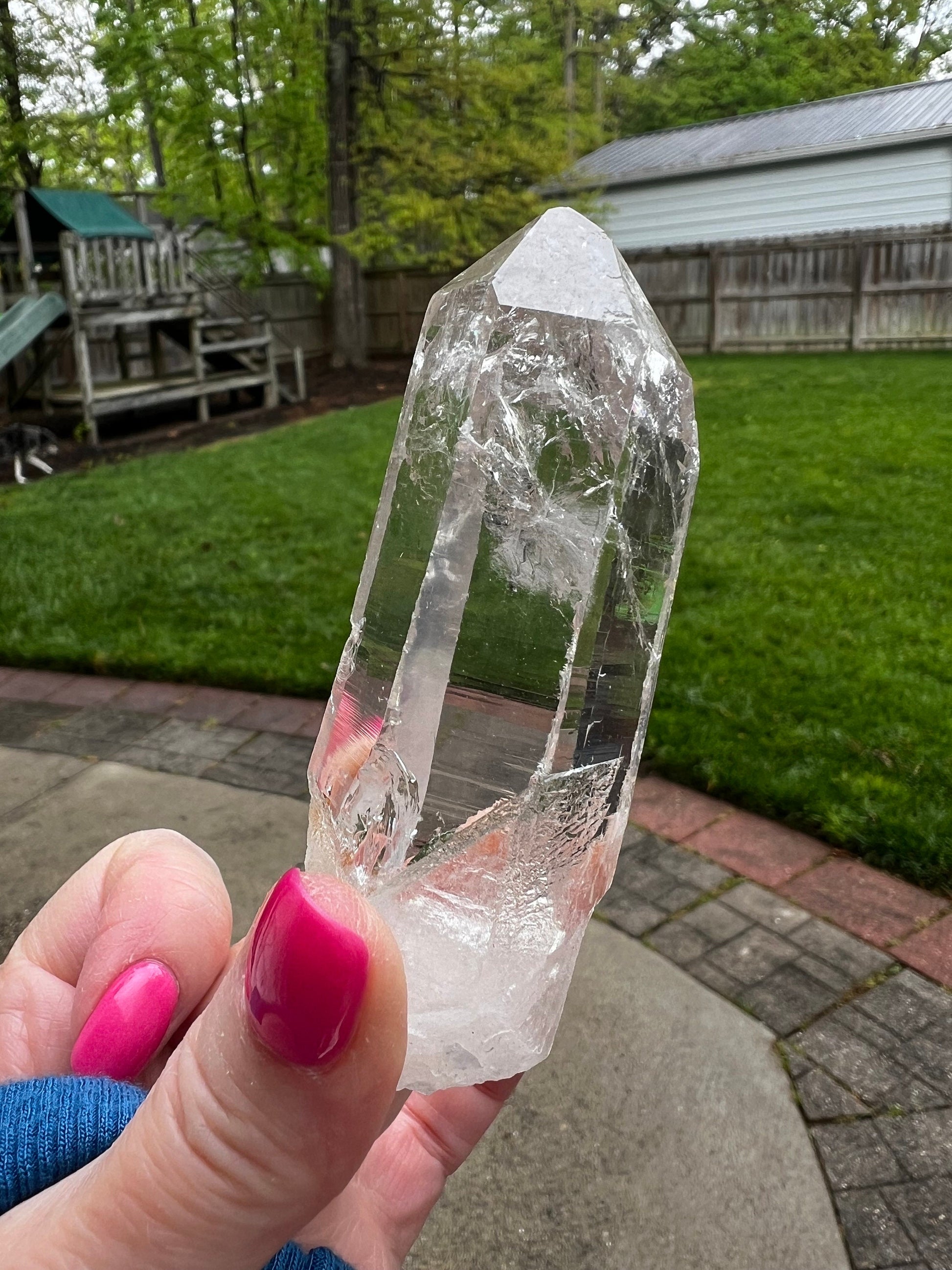 Lemurian Cathedral polished wand, new, fine Lemurian healing magick crystal, 3.8”