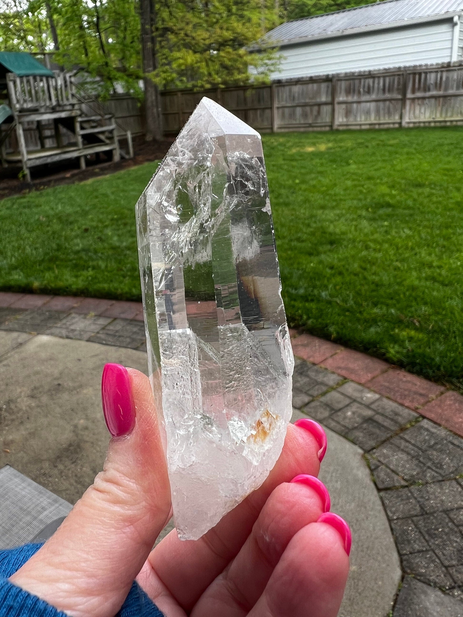 Lemurian Cathedral polished wand, new, fine Lemurian healing magick crystal, 3.8”