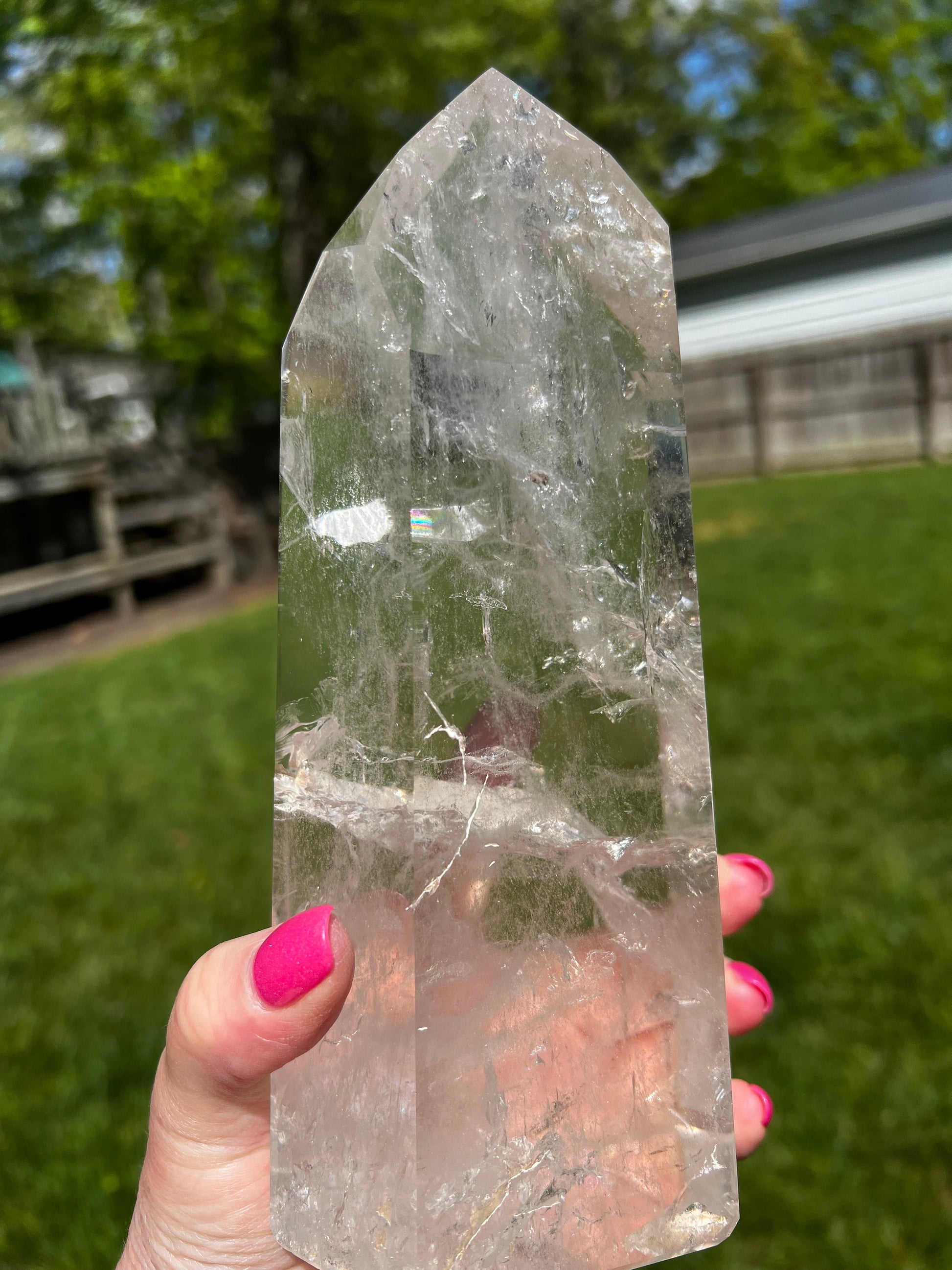 Lemurian Quartz Tower Museum Quality, new, rainbows, fine Lemurian healing, magick crystal, 3.11.8 lbs