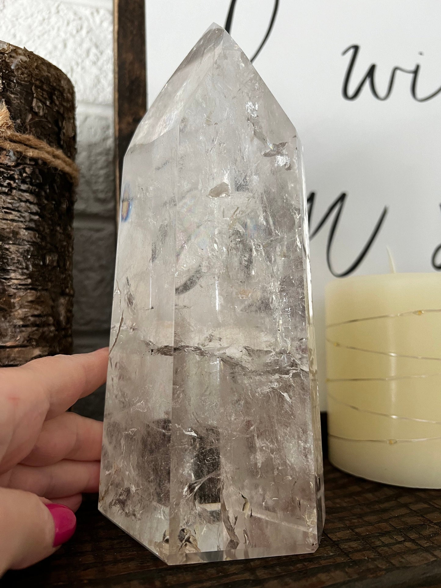 Lemurian Quartz Tower Museum Quality, new, rainbows, fine Lemurian healing, magick crystal, 3.11.8 lbs