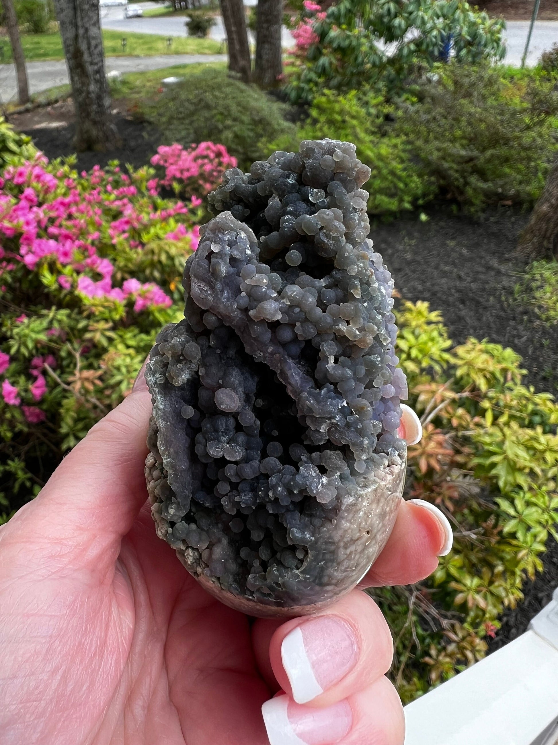 Druzy Grape Agate Egg, 3.5”, new, gifts, altar, high vibration crystals, crystal healing sessions