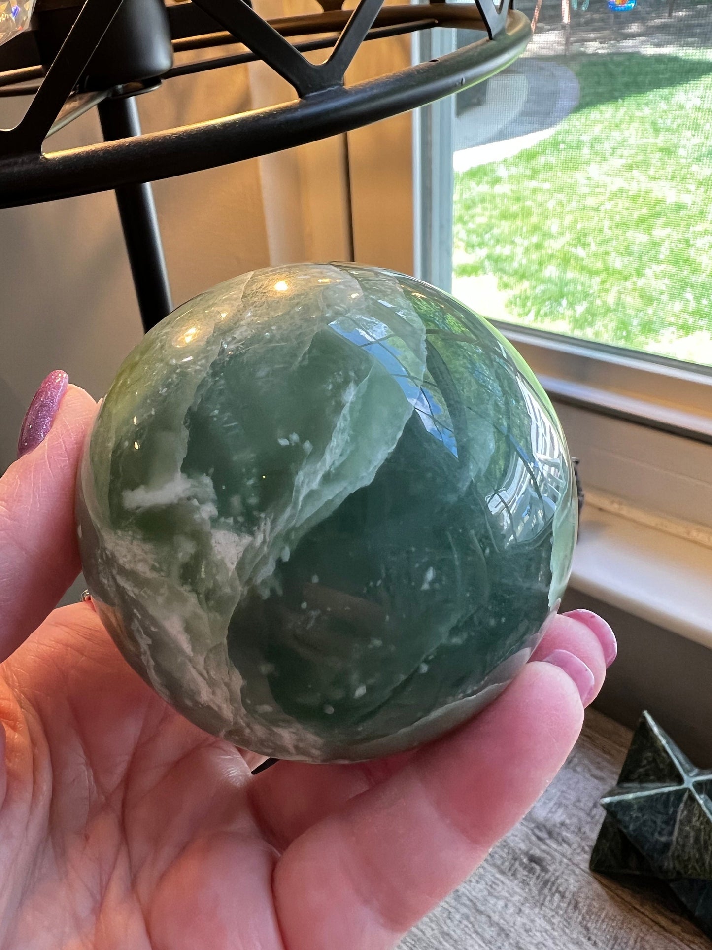 Grape Jade Sphere, New, 8.75”, Crystal healing, gift, high vibration crystals