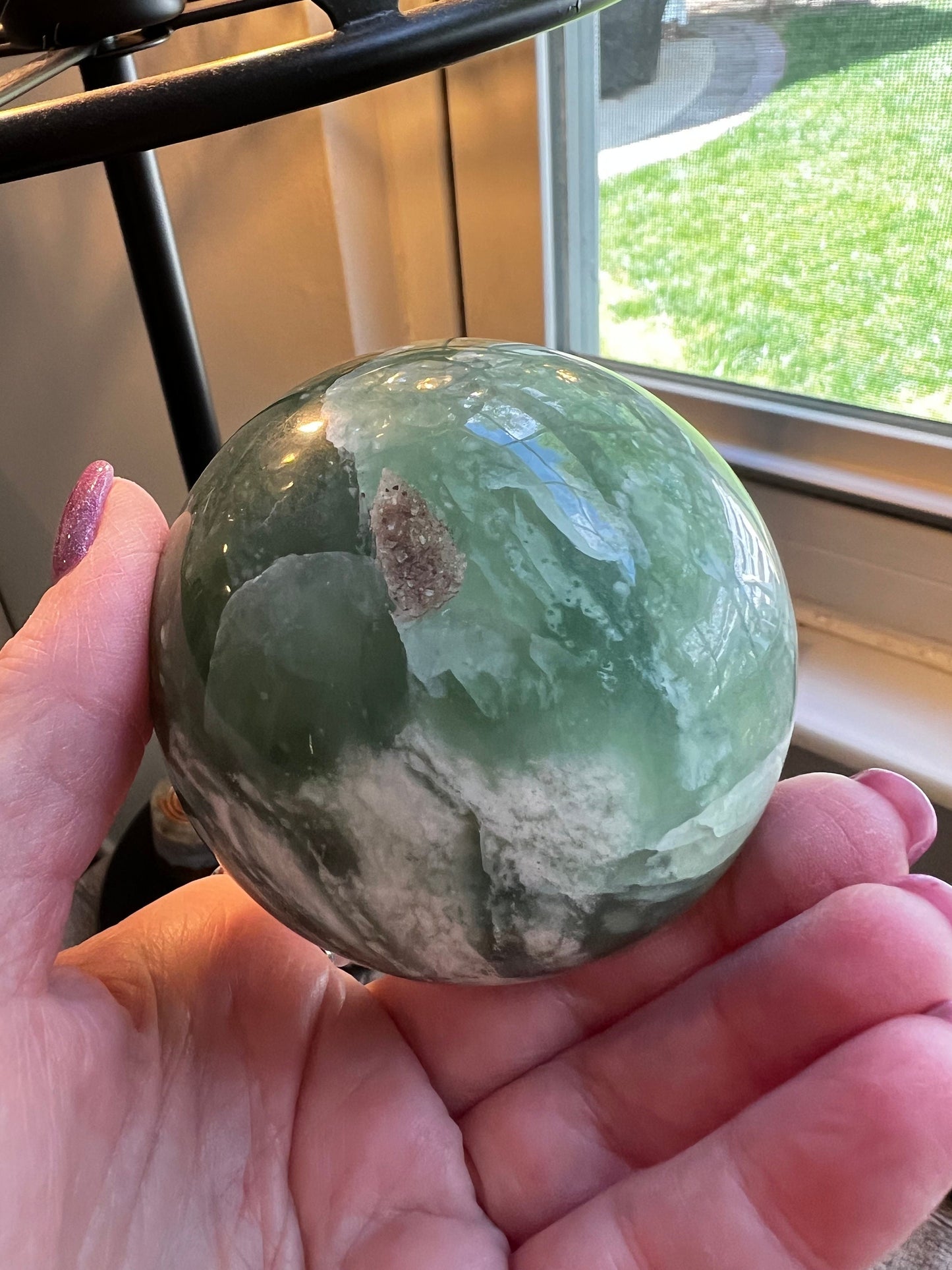 Grape Jade Sphere, New, 8.75”, Crystal healing, gift, high vibration crystals