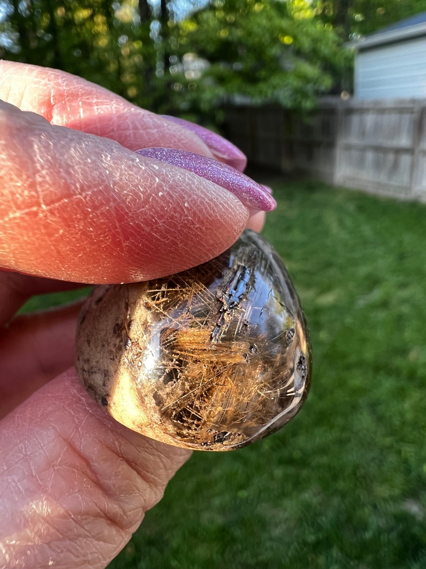 Shaman Quartz Lens with rutile inclusions, new, palm stone, meditation, high vibration crystal healing, gifts, 1”