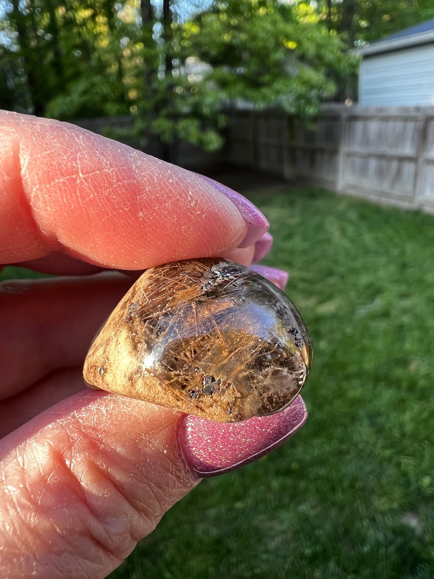 Shaman Quartz Lens with rutile inclusions, new, palm stone, meditation, high vibration crystal healing, gifts, 1”