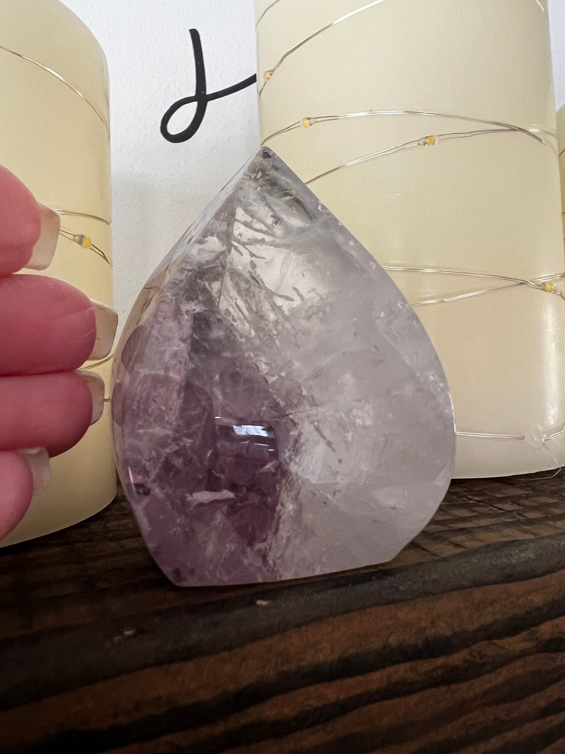 Phantom Amethyst Flame, New, 2.6”, stunning carving, gifts, altar, high vibration crystal, crystals