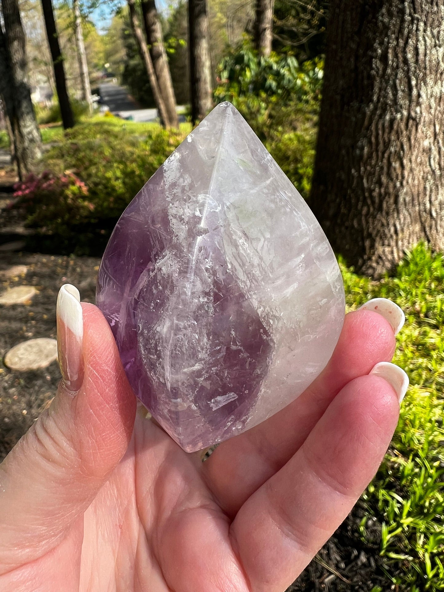 Phantom Amethyst Flame, New, 2.6”, stunning carving, gifts, altar, high vibration crystal, crystals