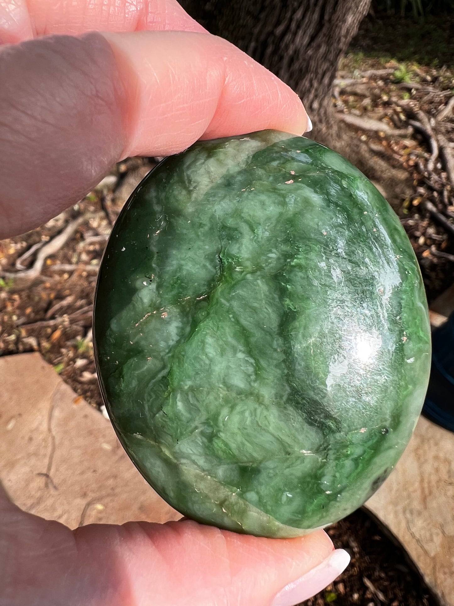 Nephrite Jade Palm Stone, Exquisite, approx 2.5”, gift, new in shop, healing crystals