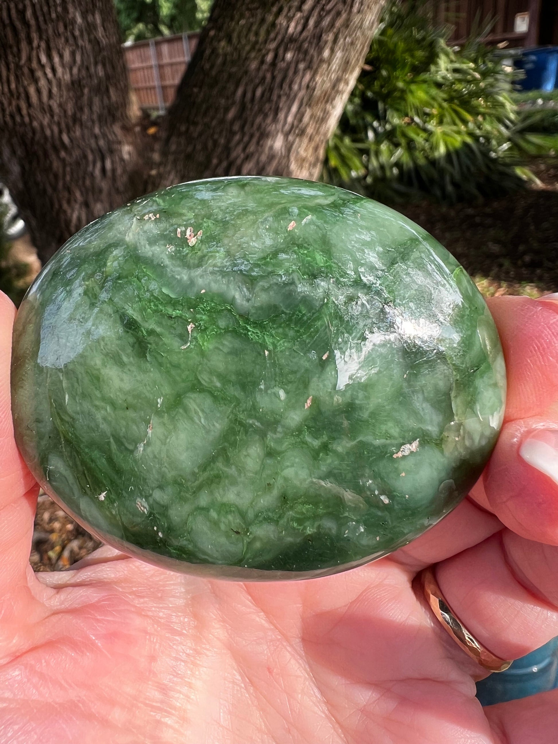 Nephrite Jade Palm Stone, Exquisite, approx 2.5”, gift, new in shop, healing crystals